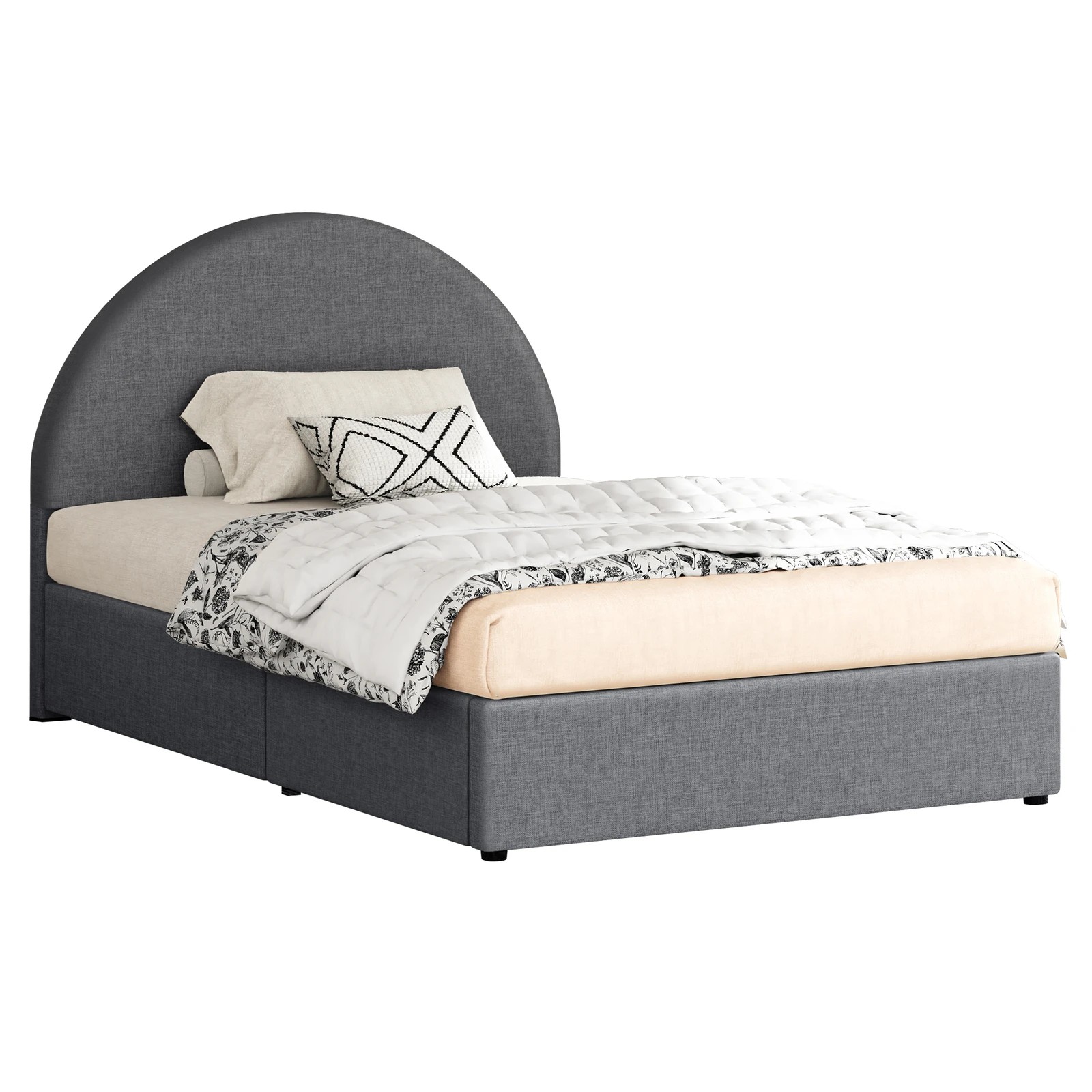 1 Alfordson Bed Frame King Single Arched Base Gas Lift Storage Fabric Hoult - Grey, 1 of 10