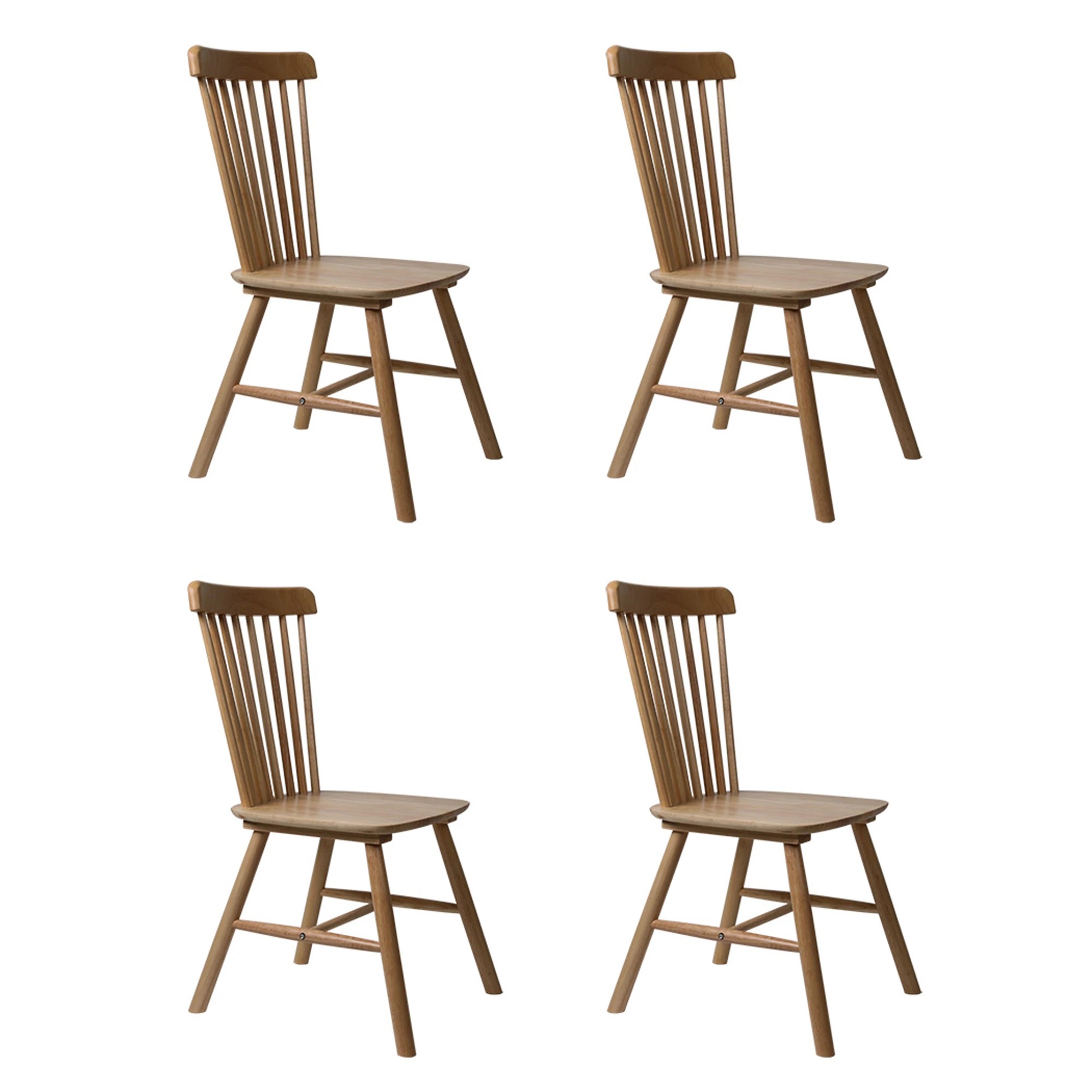 1 Levede 1 Set Of 4 Levede Windsor Dining Chairs - Oak, 1 of 6