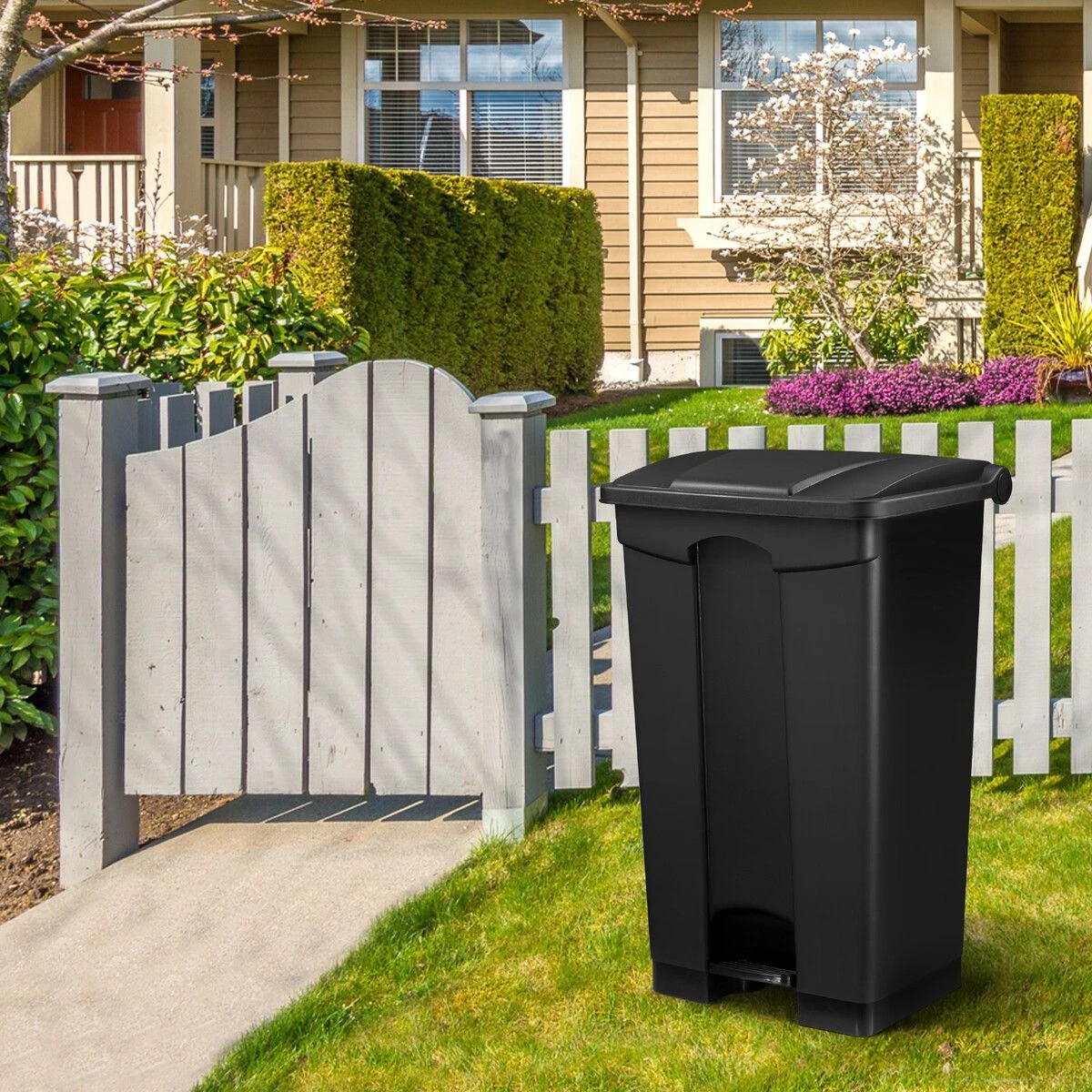 5 LUXSUITE 87L Rubbish Trash Bin Kitchen Dustbin Garbage Waste Recycling Compost Can Pedal Black Large Plastic for Garden, 5 of 6