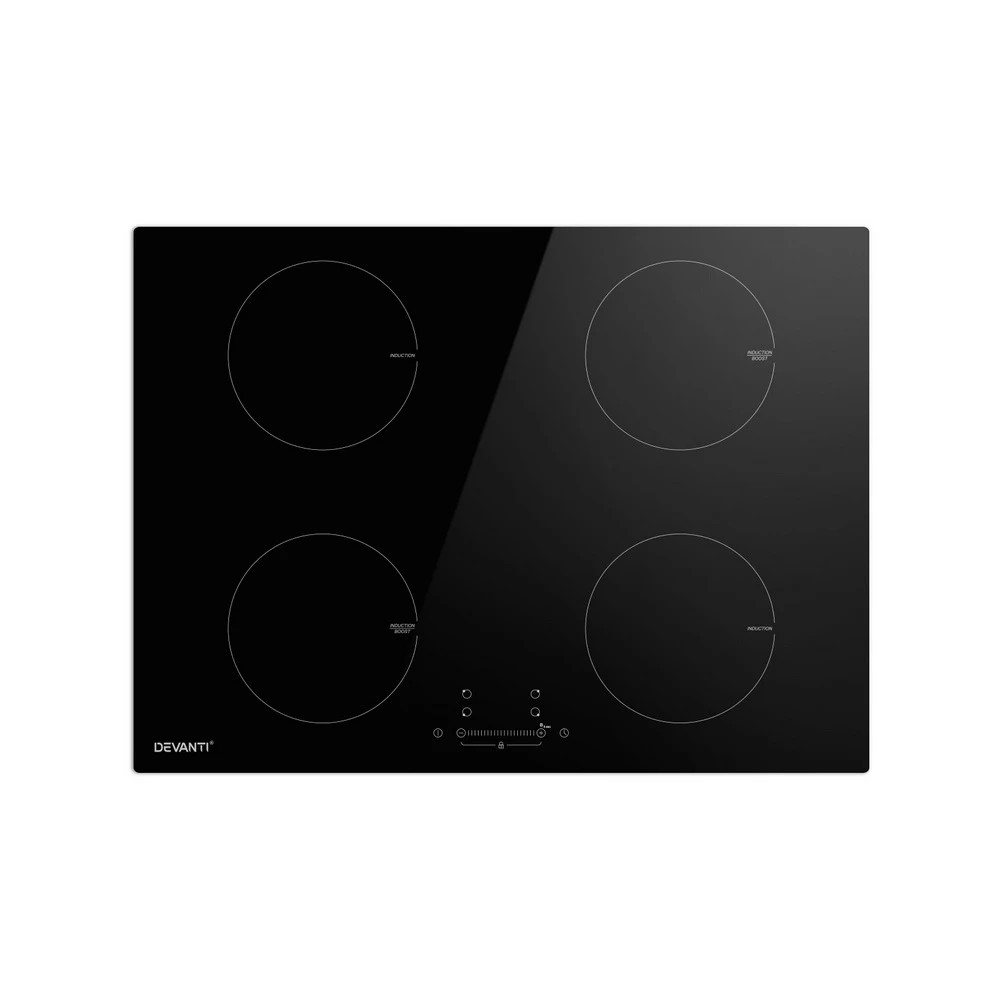 1 Devanti Electric Induction Cooktop 70cm Ceramic 4 Zones Stove Cook Top Hot Plate 7000W - Black, 1 of 6
