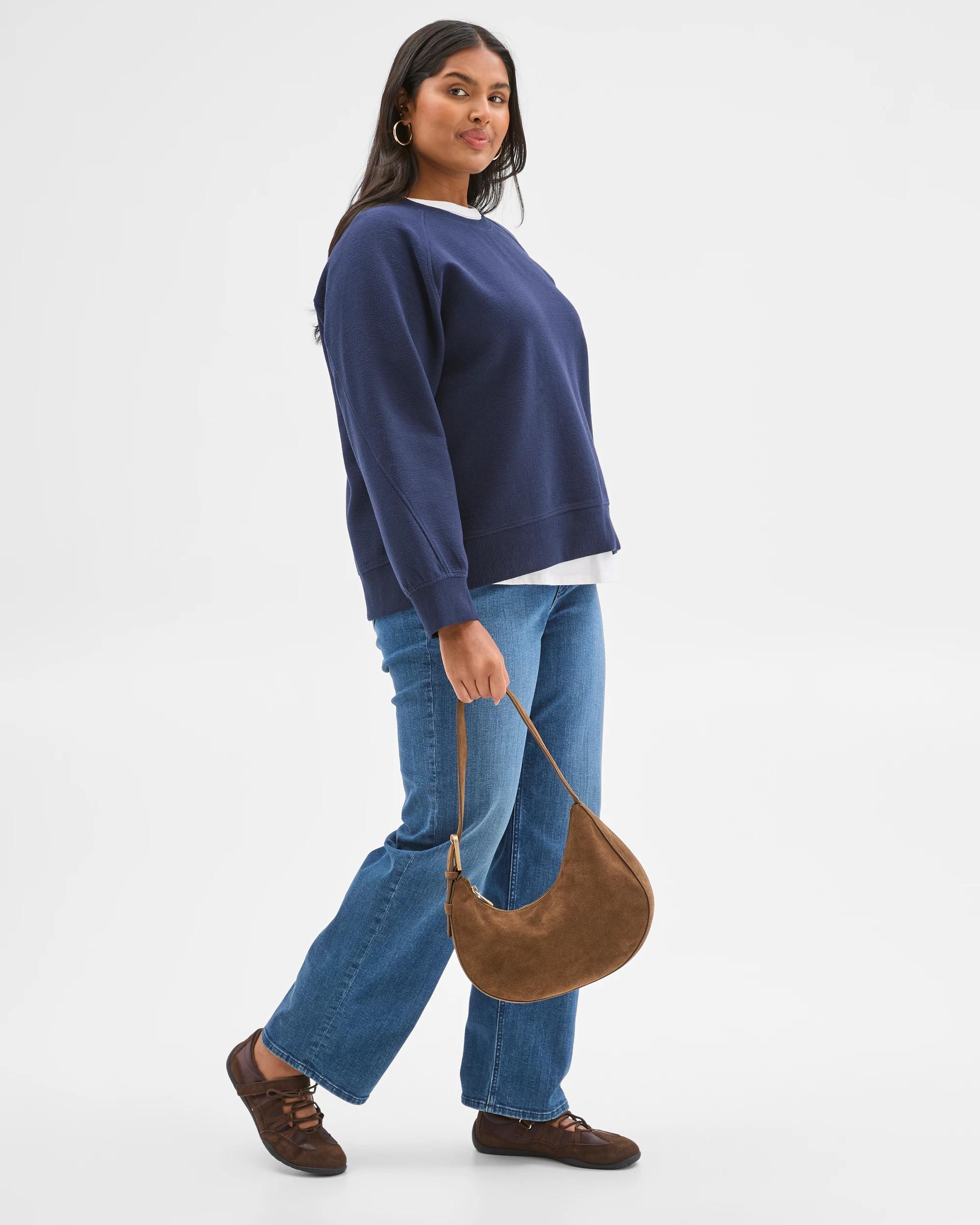4 Target Curve Plus Size Australian Cotton Blend Textured Knit Cocoon Jumper NAVY, 4 of 7