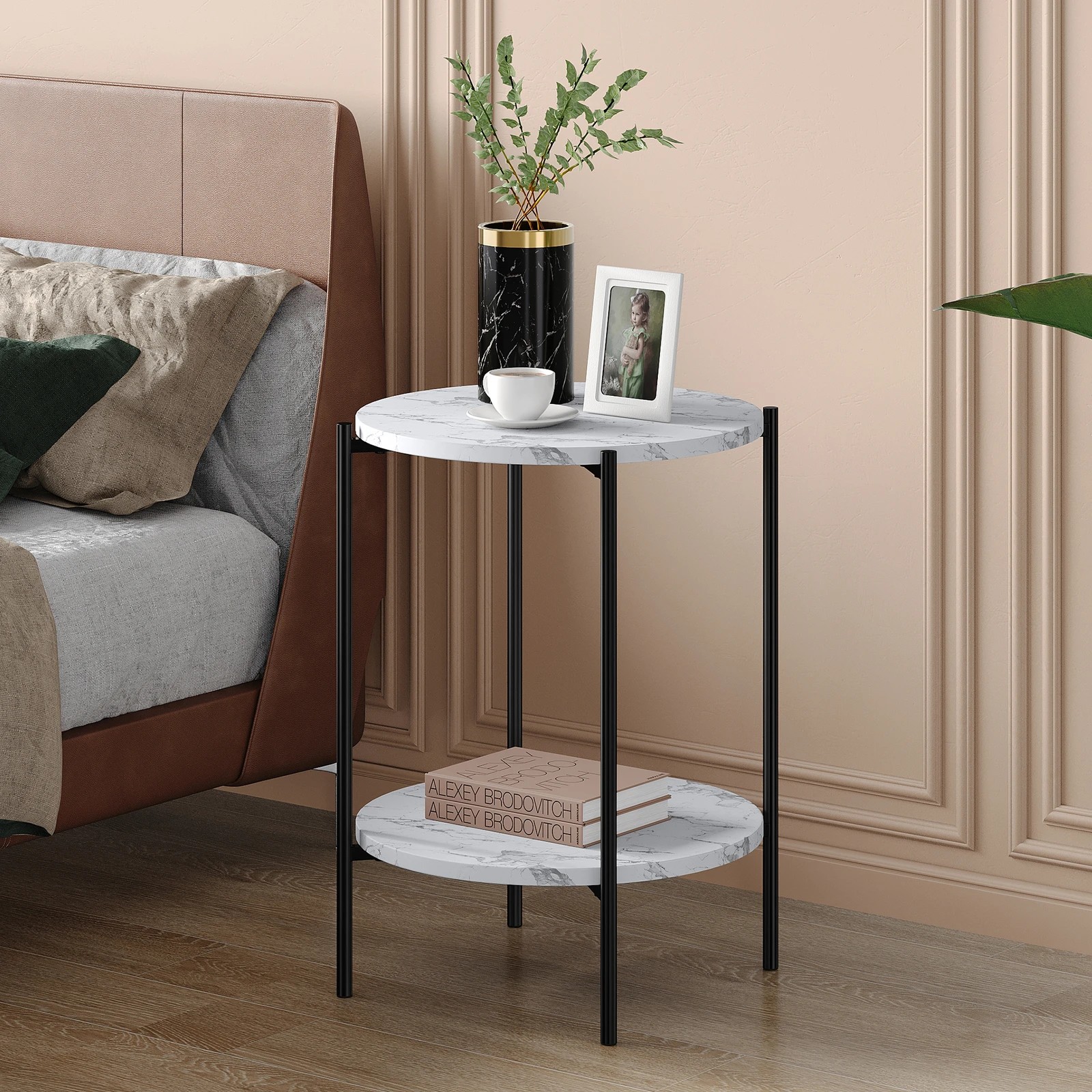 5 Alfordson Side Table Bedside Table Sofa End Nightstand - Black, 5 of 10