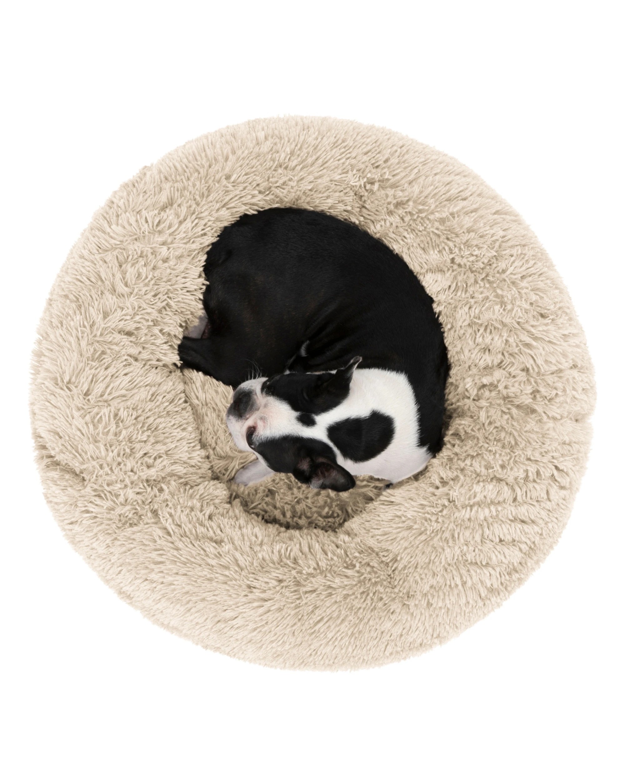 3 Charlie's Shaggy Faux Fur Round Calming Dog Bed Large - Cream, 3 of 5