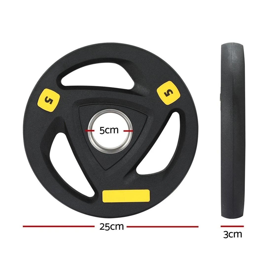 2 Everfit Weight Plates Olympic 5kgx2 Dumbbells Barbells Plate Weight Lifting - Black, 2 of 6