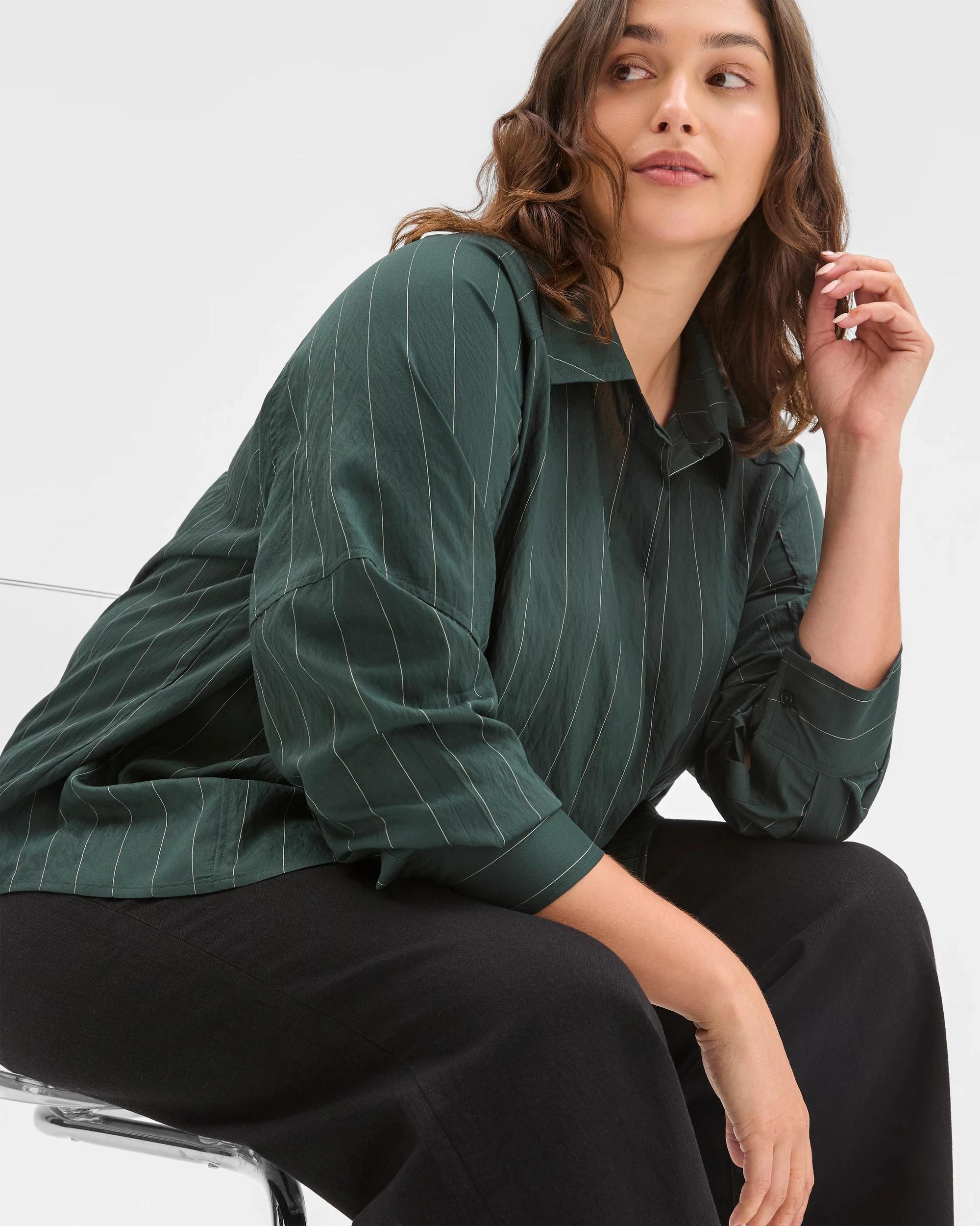 6 Target Curve Plus Size Relaxed 2-Way Shirt MIDNIGHT JADE, 6 of 6
