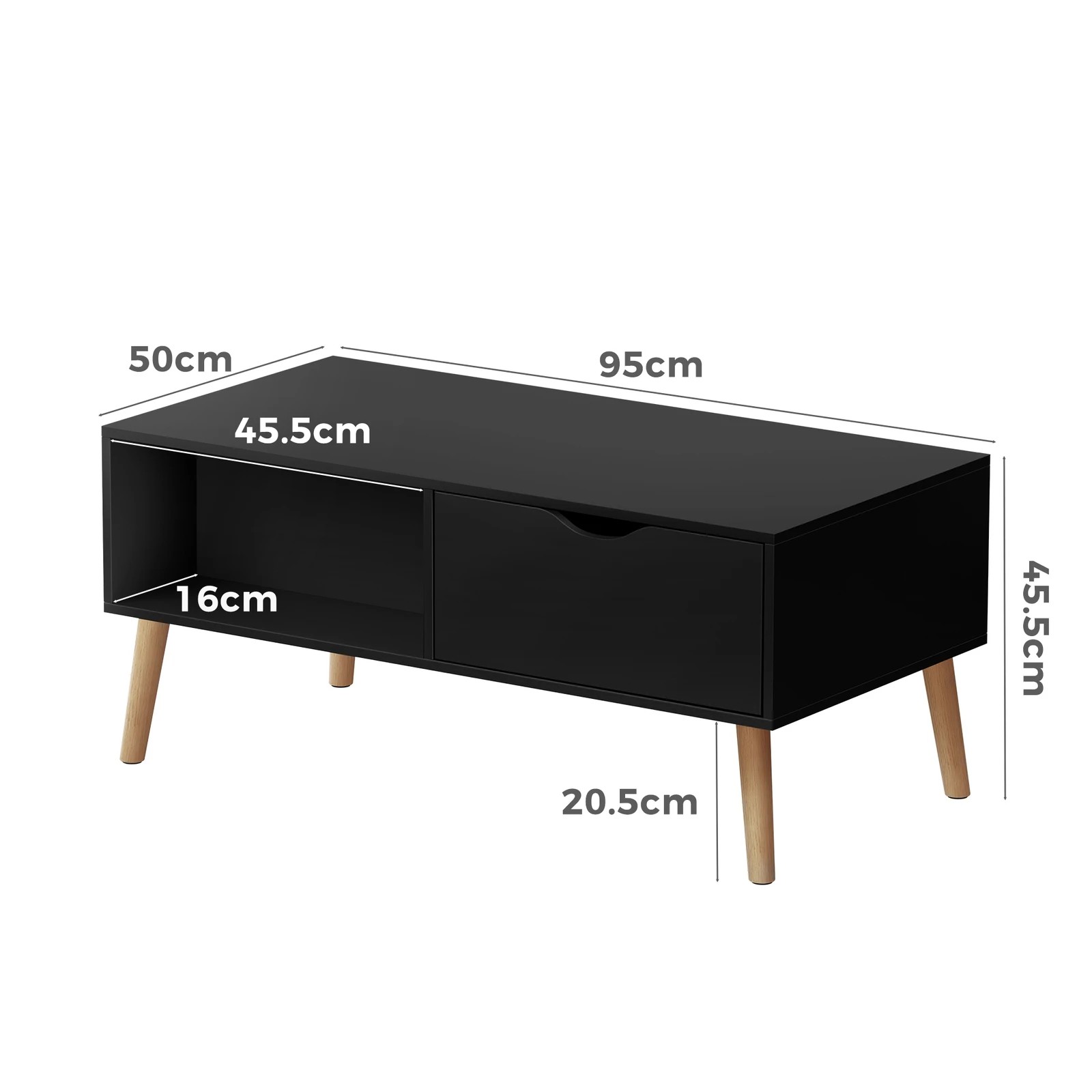 3 Alfordson Coffee Table Storage Tables 2 Drawers Shelf Modern Desk - Black, 3 of 10