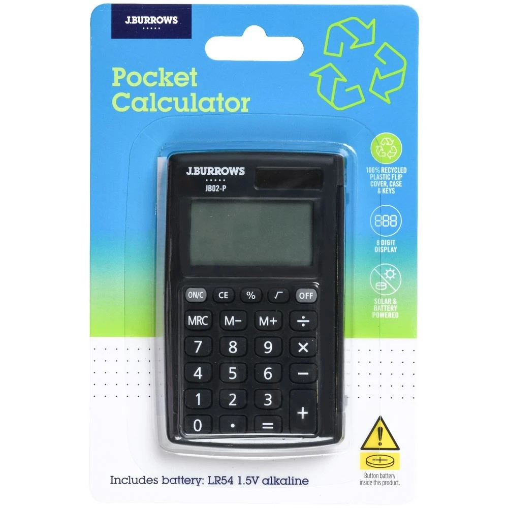 4 J.Burrows Pocket 8 Digit Calculator Black, 4 of 5
