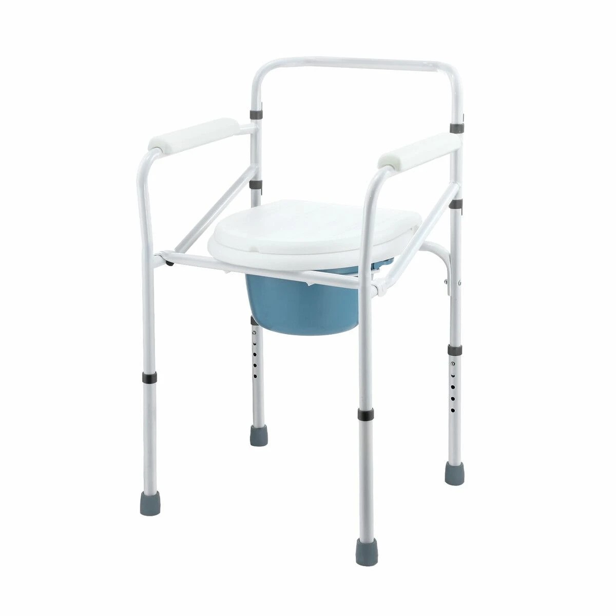 1 LUXSUITE Commode Shower Chair 3 In 1 Toilet Seat Wheelchair Bathroom Bedside Adjustable Seating Folding With Arms, 1 of 3