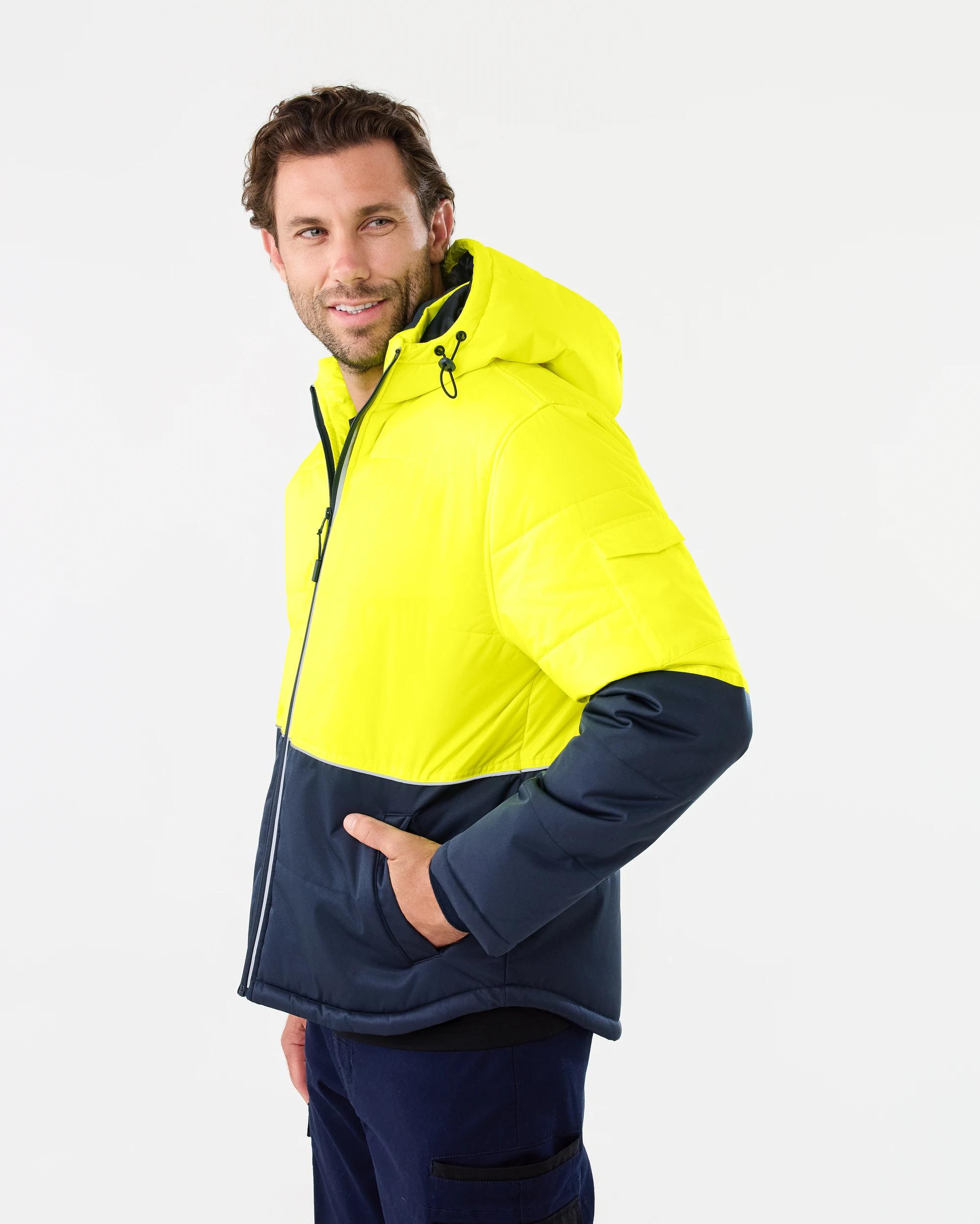 3 Workwear Industrial Puffer Jacket Yellow, 3 of 8