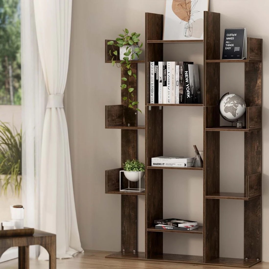 3 Artiss Tree-Shaped Bookshelf - Brown, 3 of 7