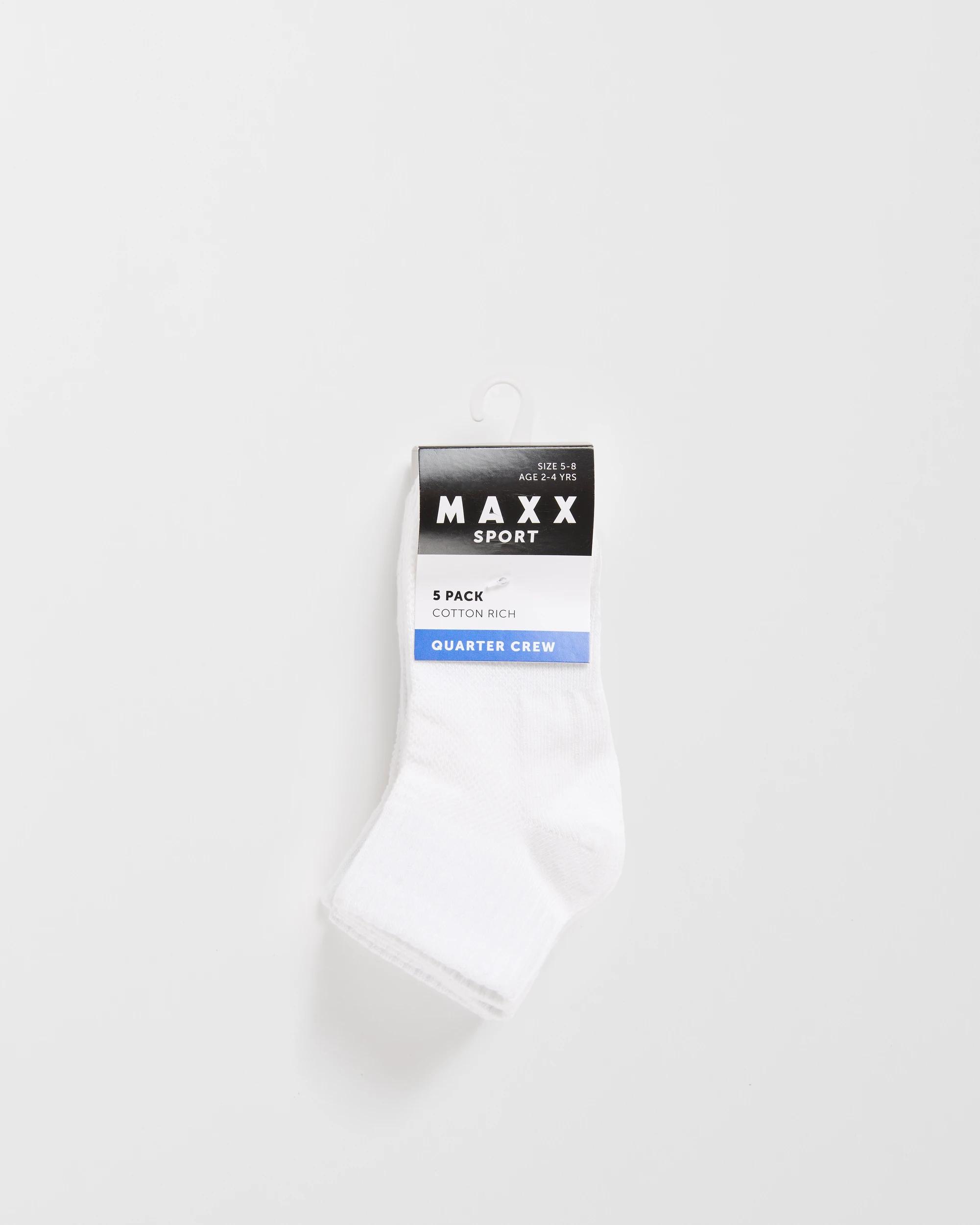 3 Maxx Australian Cotton Blend Lightweight Sport Quarter Crew Socks 5 Pack WHITE, 3 of 3