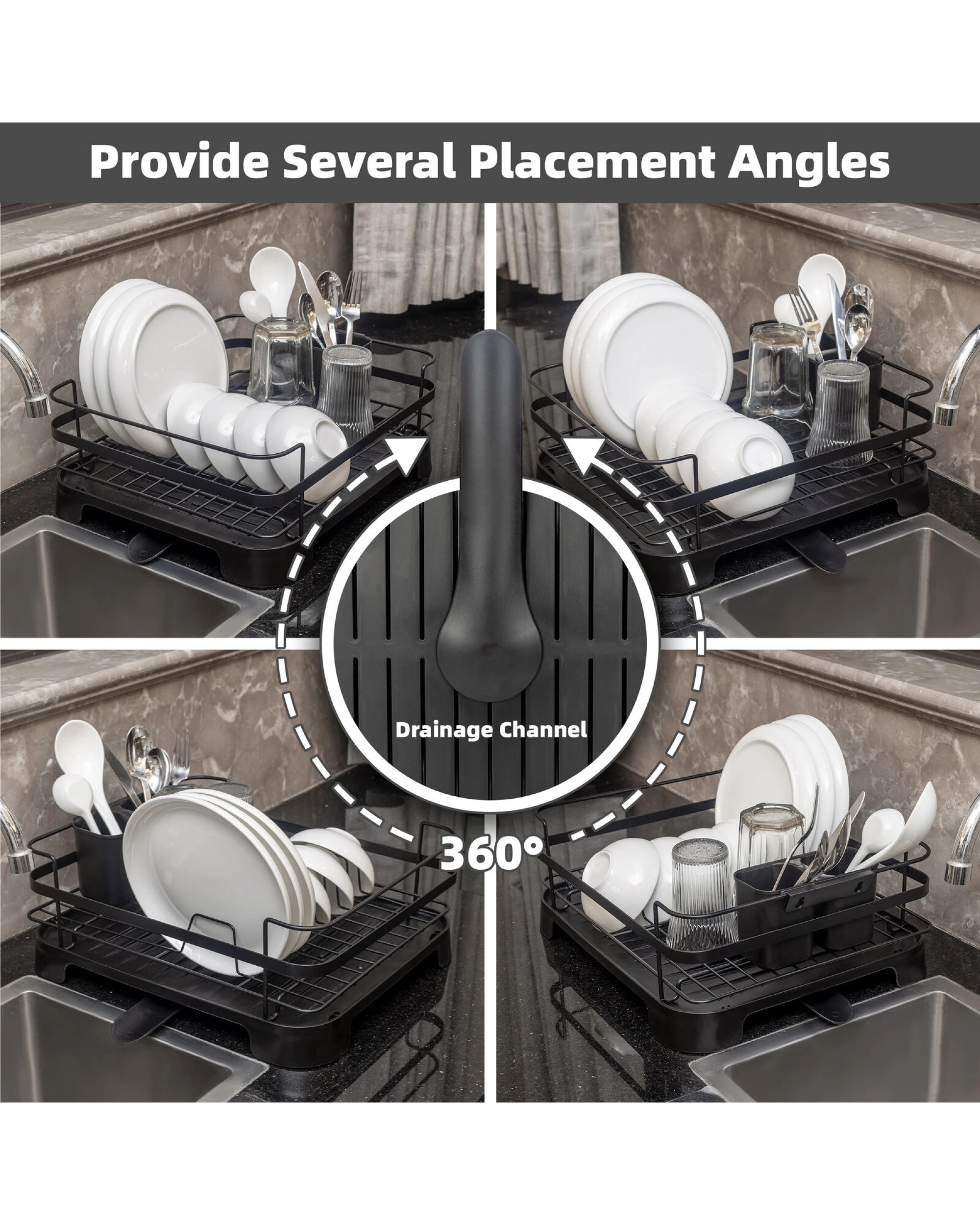 5 Hacienda Steel Frame Dish Drying Rack Durable Steel Frame, Removable Utensil Holder, Compact Size For Small Kitchens, 5 of 6