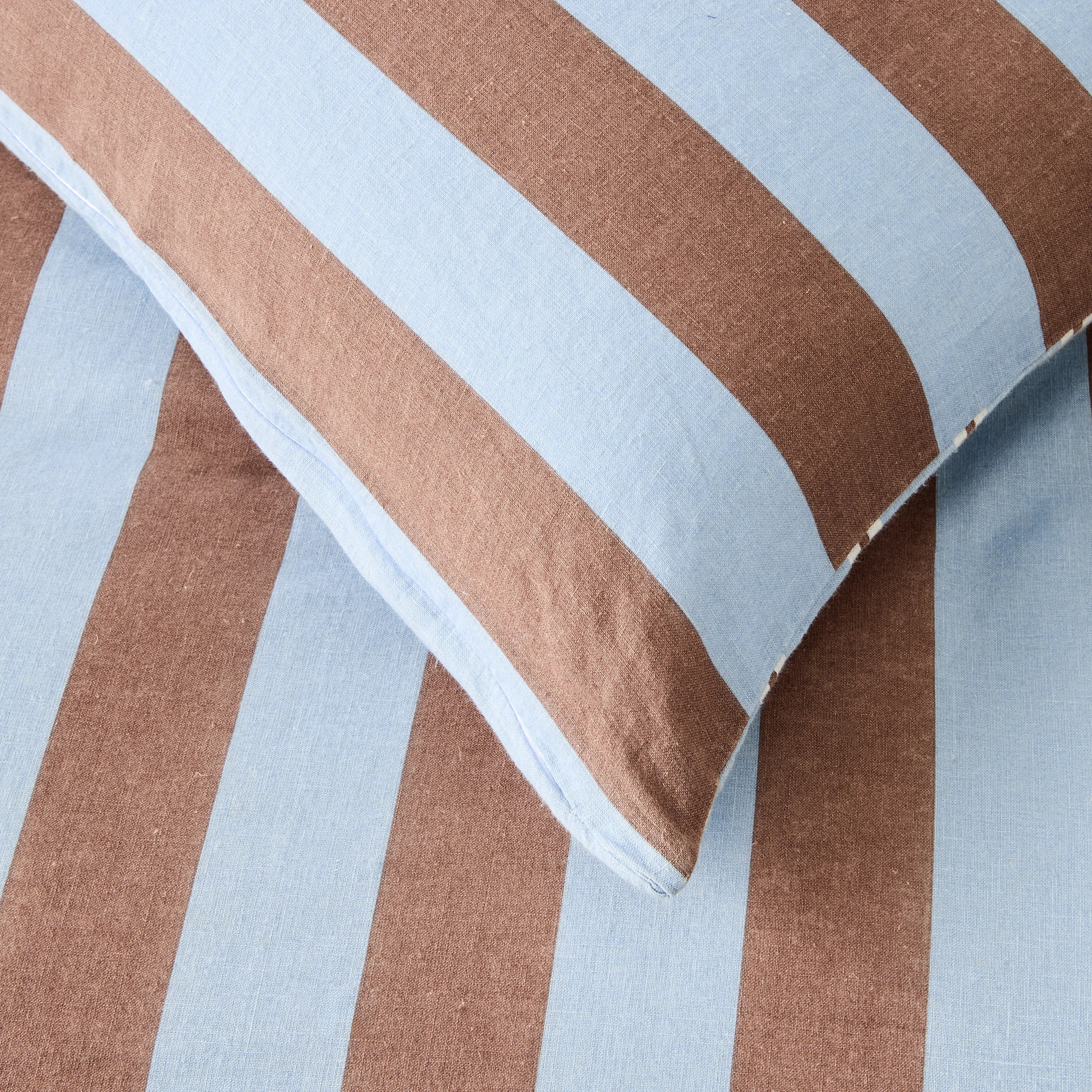 4 Stripe Linen Cotton Reversible Quilt Cover Set - King Bed, Blue and Tan, 4 of 8