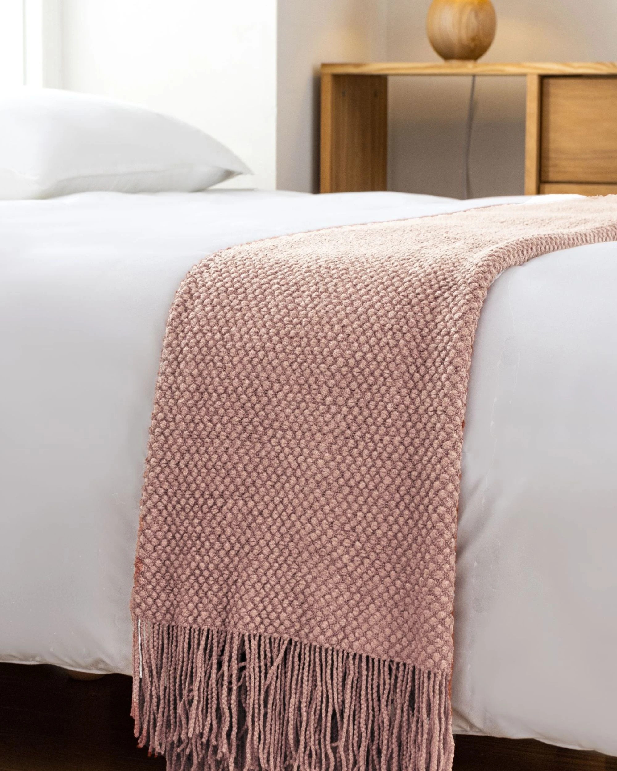 5 Gioia Casa Micro Plush Knitted Throw Blanket Soft Warm Lightweight - Pink, 5 of 7