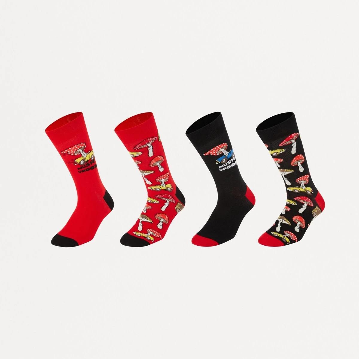 1 4 Pack Novelty Socks MUSHROOMS, 1 of 3