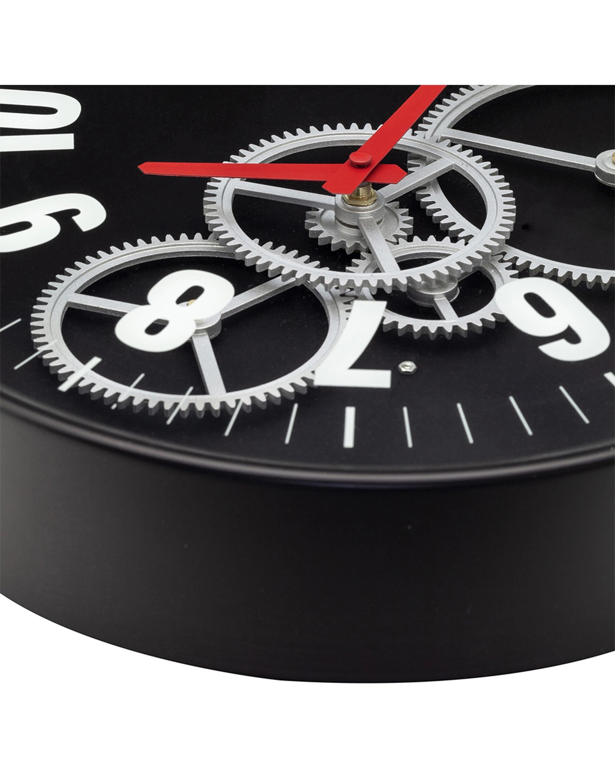 4 NeXtime Modern Gear Wall Clock Step Movement Glass Cover Metal Case 36cm - Black, 4 of 5