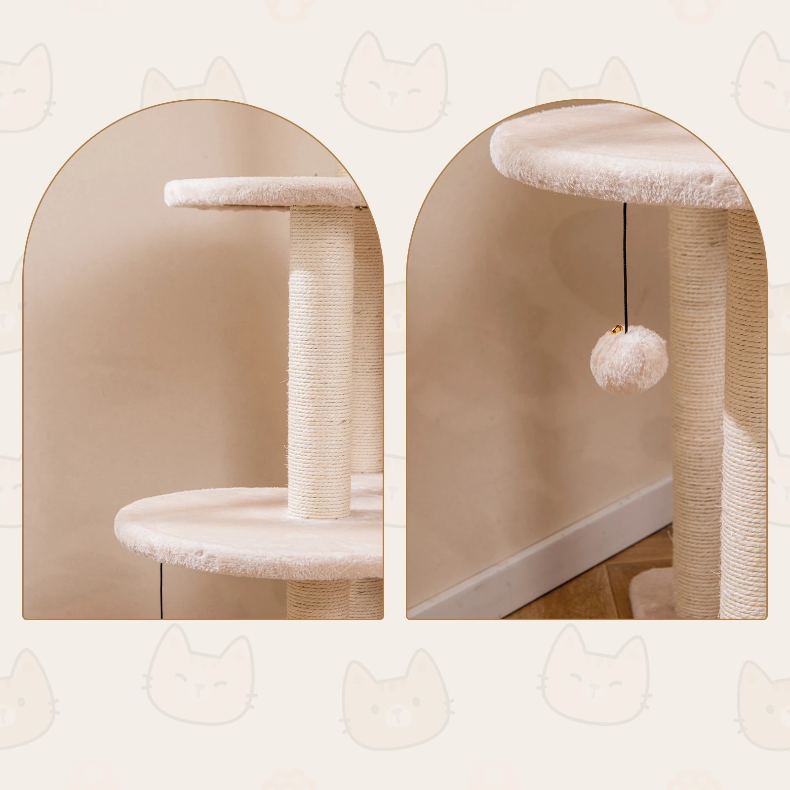6 Costway Sisal Cat Tree Cat Scratching Post Private Cat Condo - Beige, 6 of 6