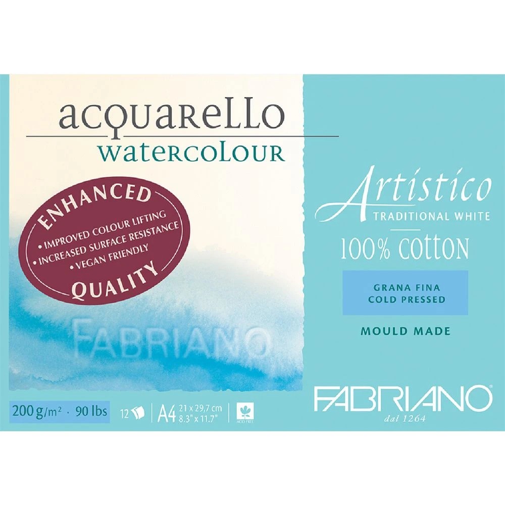 1 Fabriano A4 Watercolour Pad 100% Cotton 12 Sheets, 1 of 1