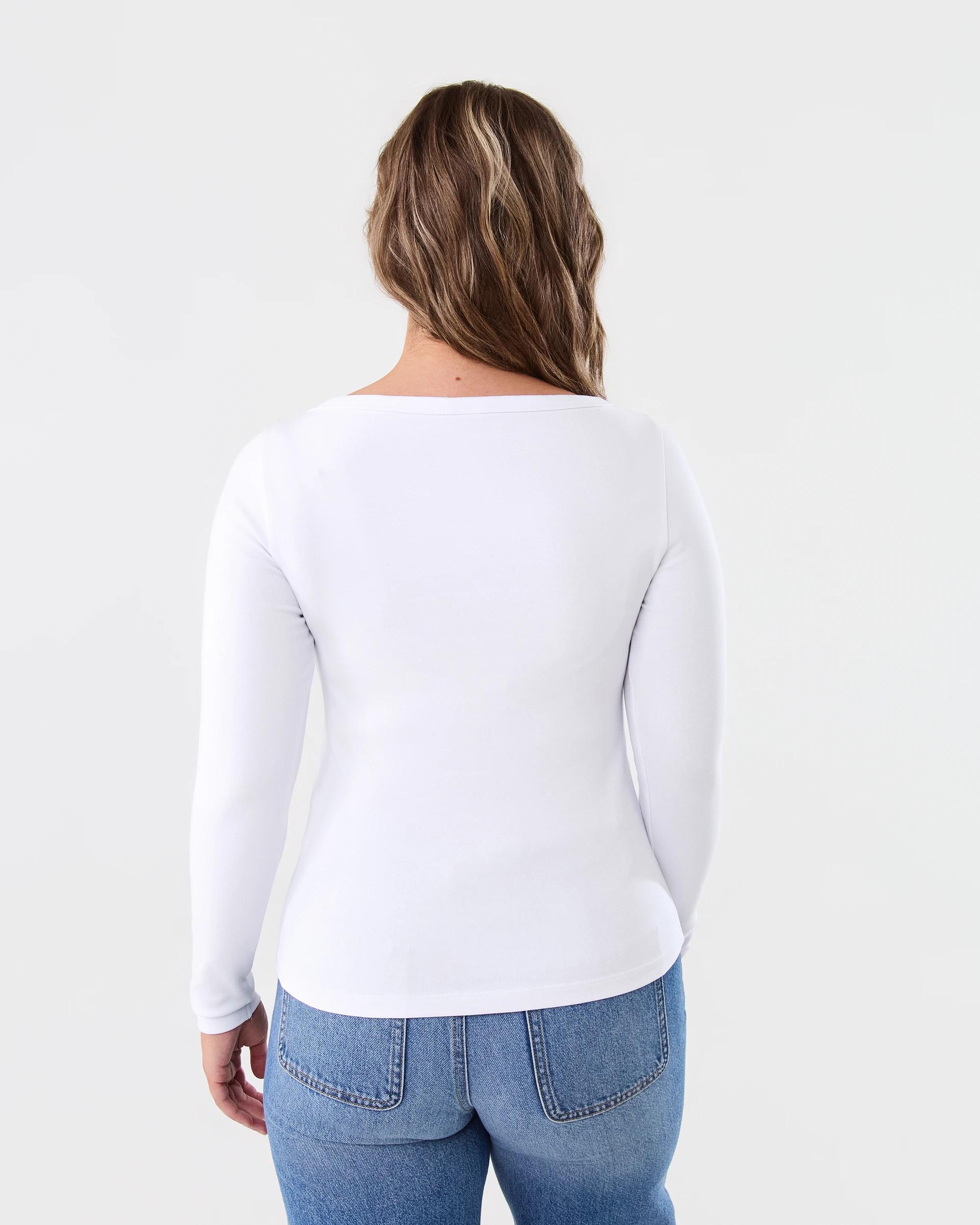 3 Long Sleeve Elevated Boat Neck T-shirt White, 3 of 5