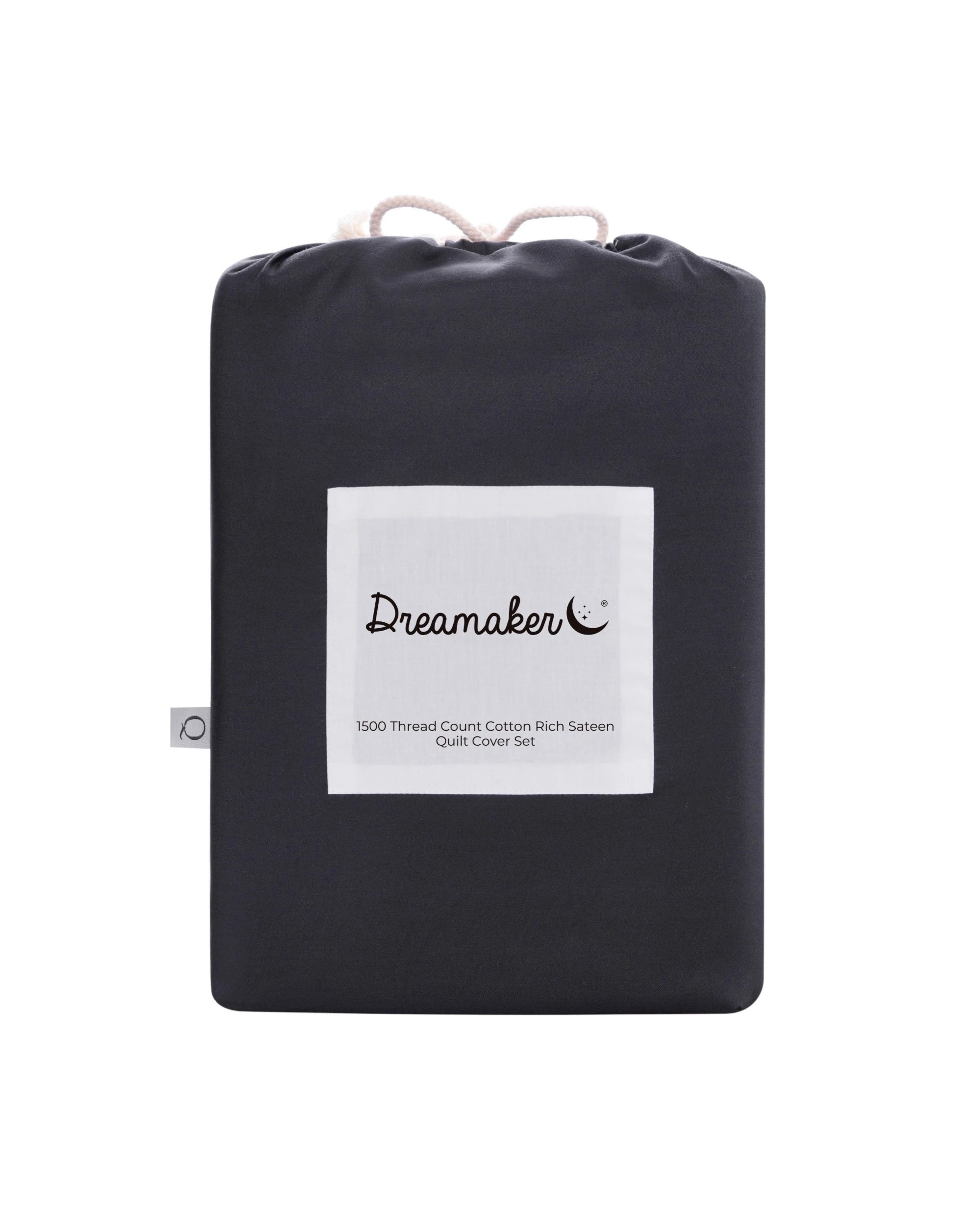 7 Dreamaker 1500TC Cotton Rich Sateen Quilt Cover Set - King Single Bed - Charcoal, 7 of 7