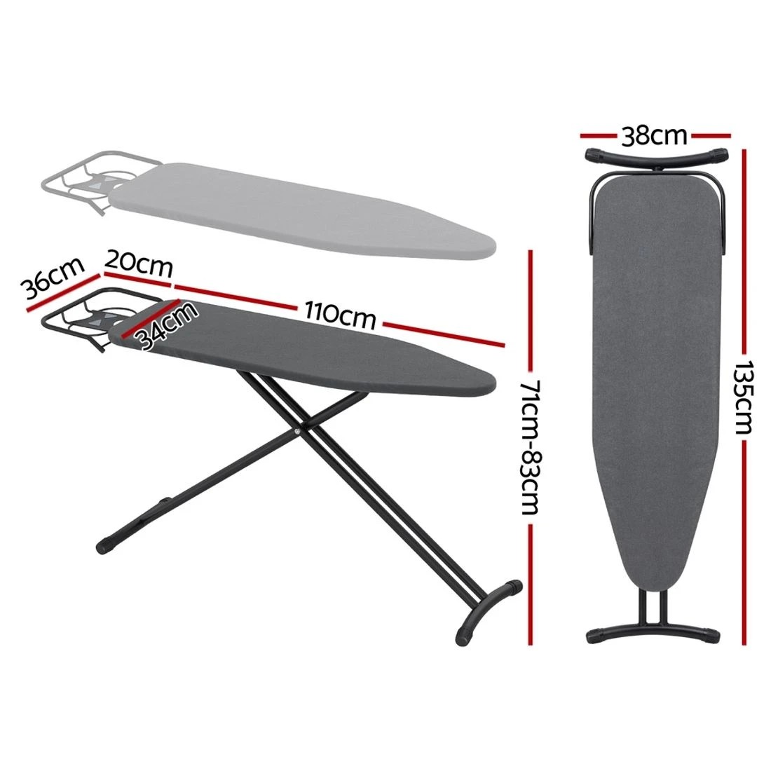 1 Artiss Ironing Board Foldable Iron Rest
 - black, 1 of 4