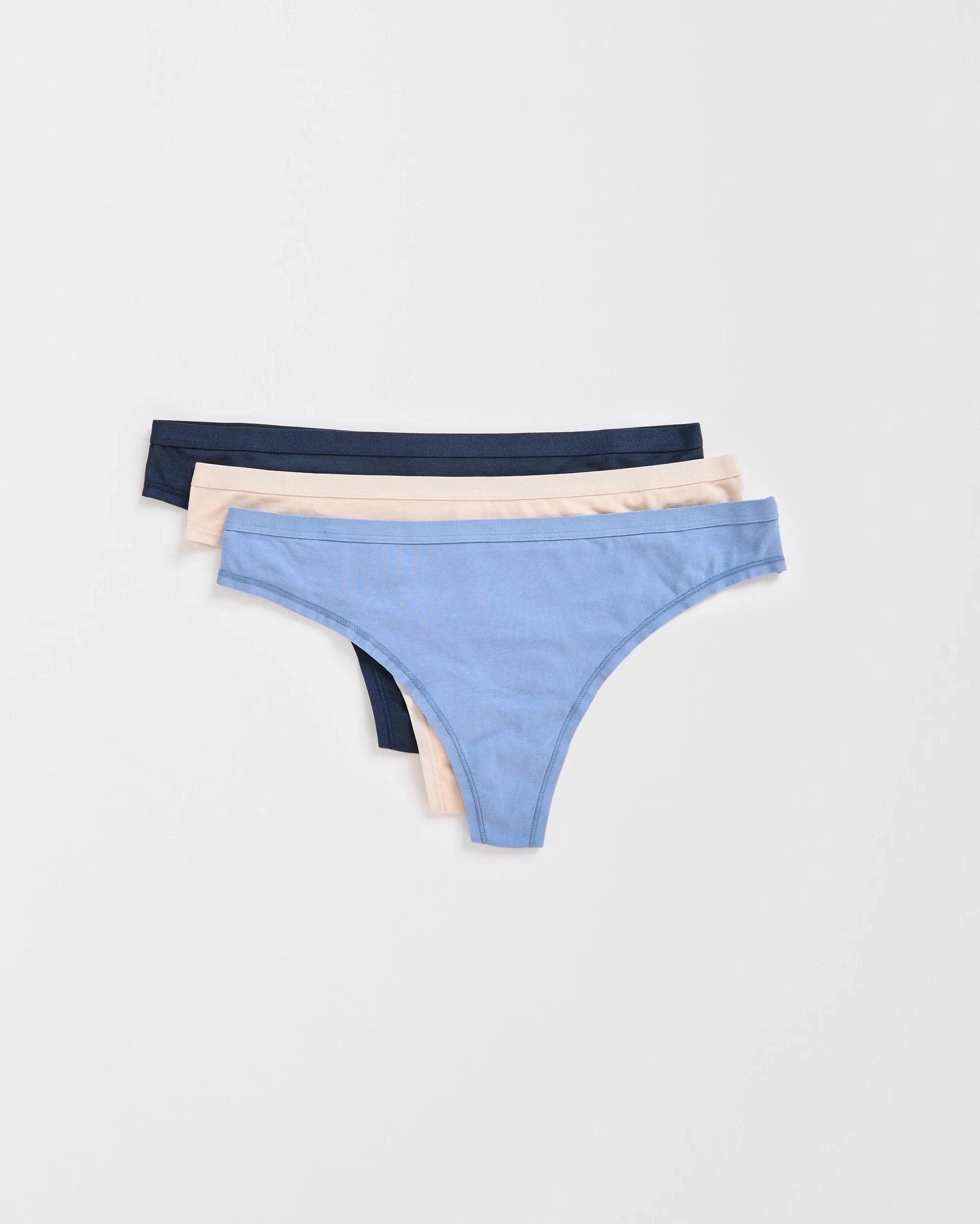 1 Lily Loves 3 Pack Australian Cotton Blend G-String Briefs CBLU/SHELL/NAVY, 1 of 3