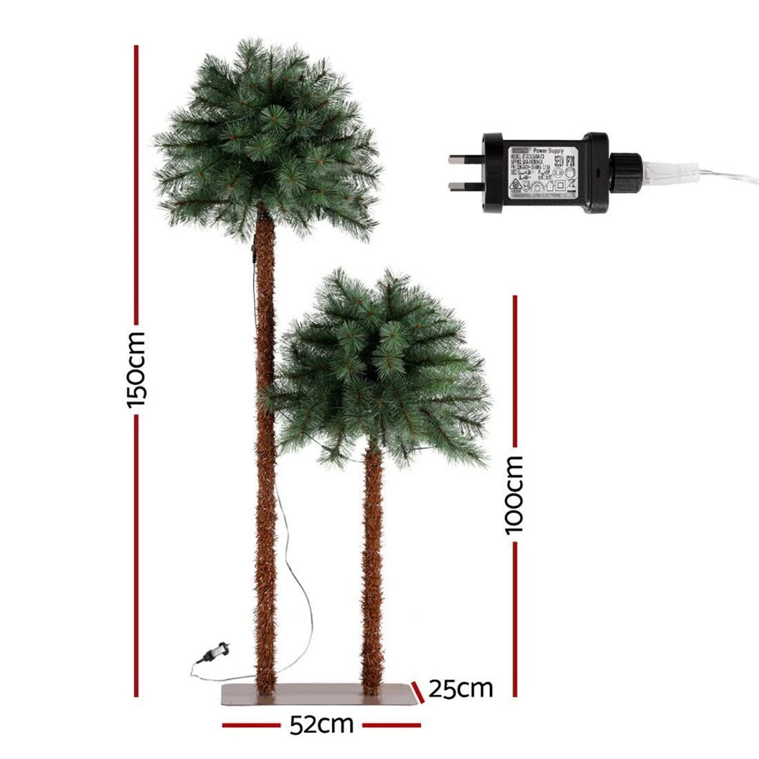 2 Jingle Jollys Christmas Tree 1.5+1m LED Xmas Palm Tree Party Decorations 2 in - Green, 2 of 6