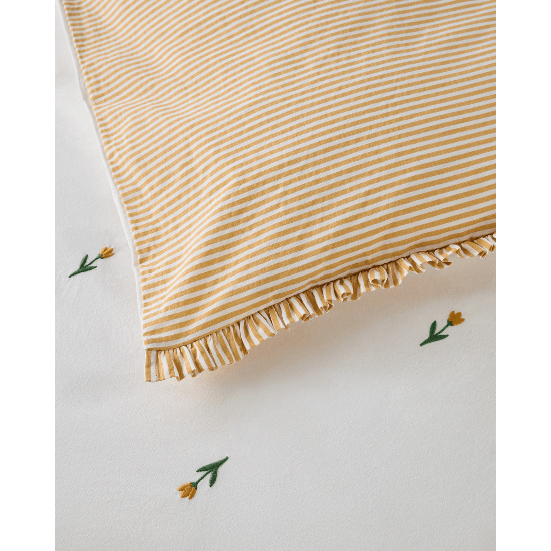 3 Target Tulip Embroidered Cotton Ruffle Quilt Cover Set
 - Queen Bed
 - Yellow, 3 of 4