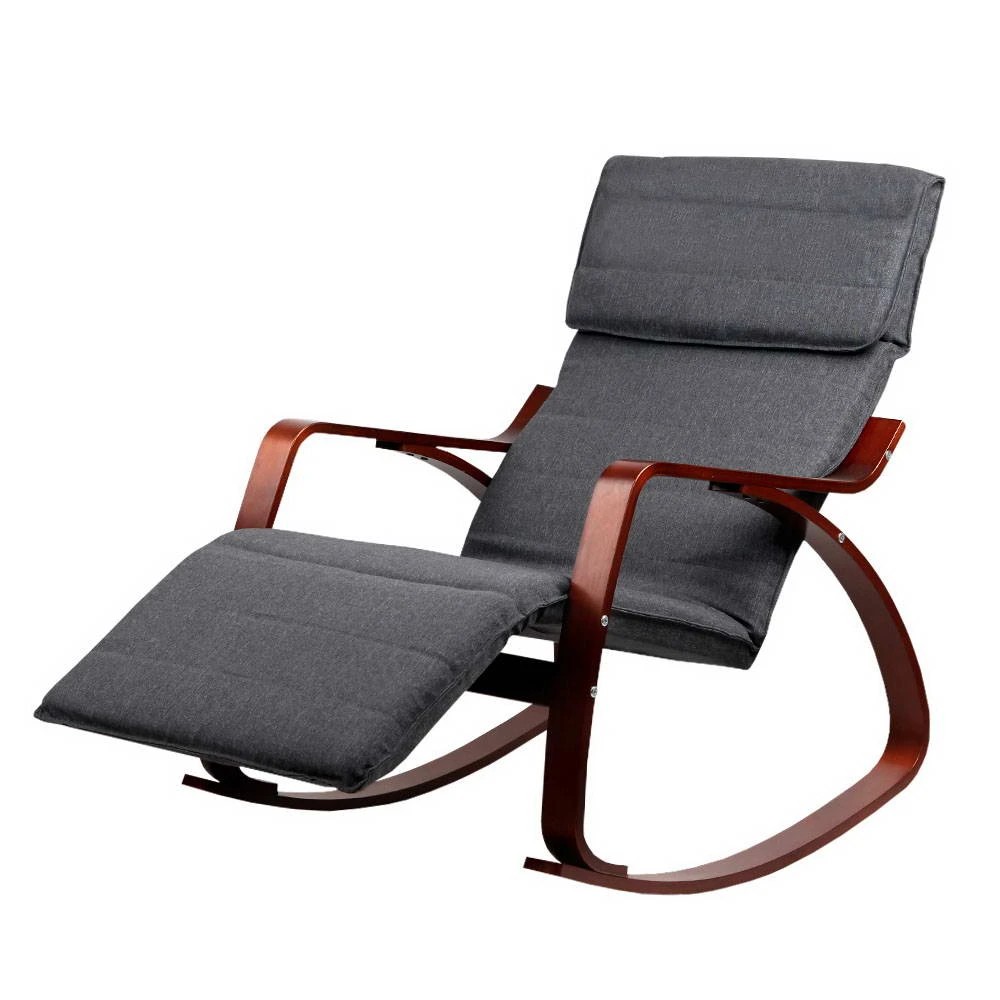 1 Artiss Rocking Armchair Footrest Nursing Charcoal - Charcoal, 1 of 8