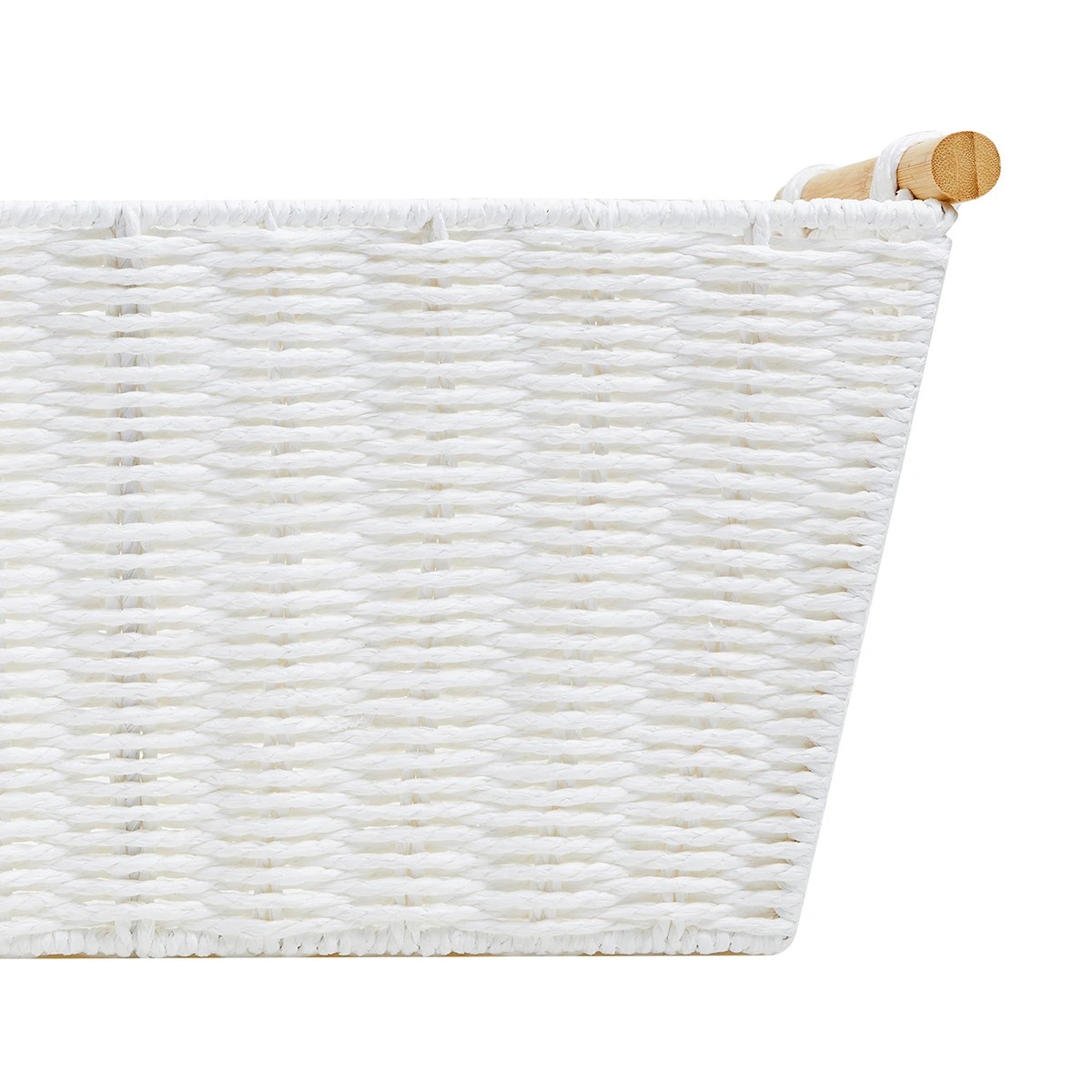 5 Rectangle Bamboo Handle Basket - Medium, White, 5 of 8