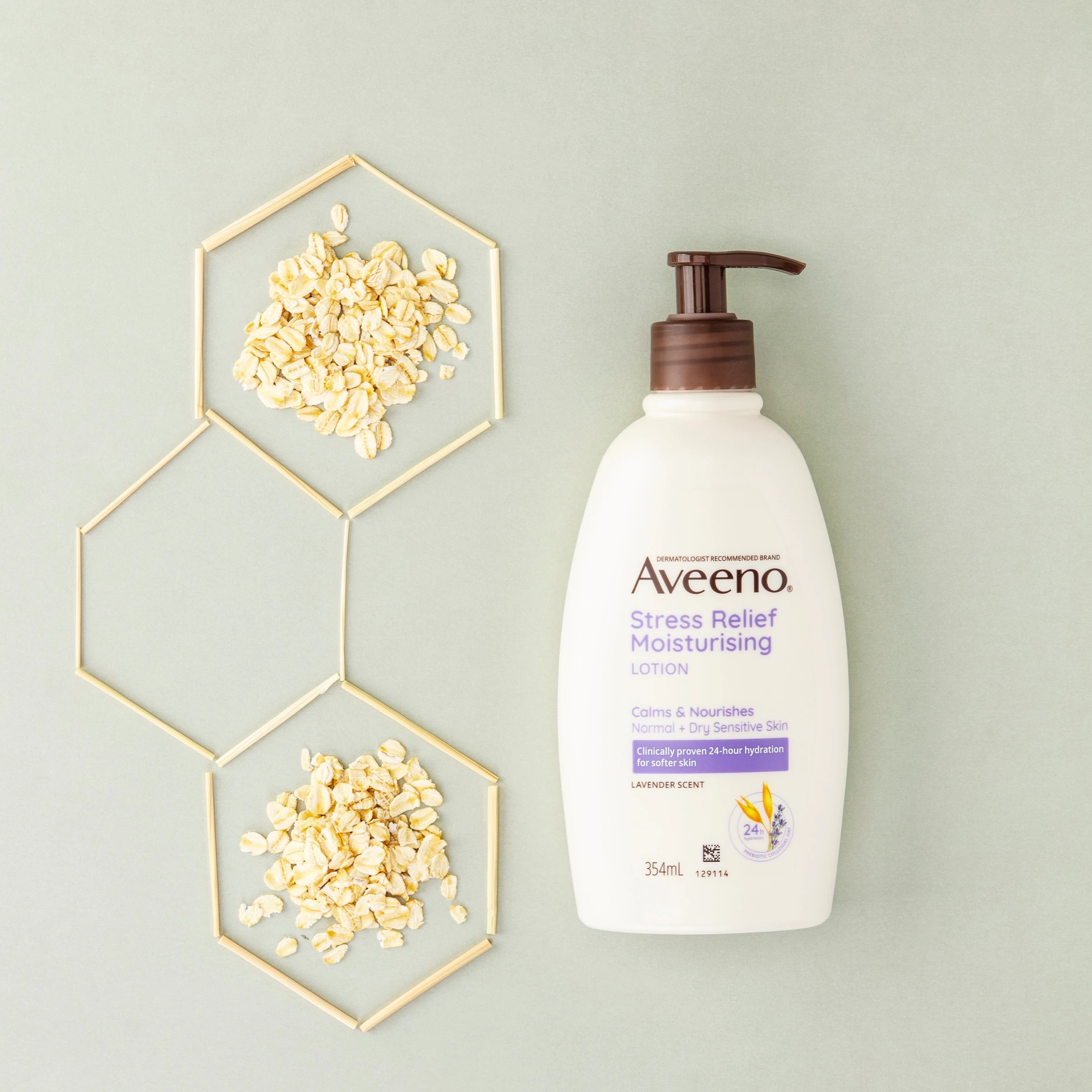 3 Aveeno Stress Relief Moisturising Body Lotion 354ml - Lavender Scent, 3 of 4