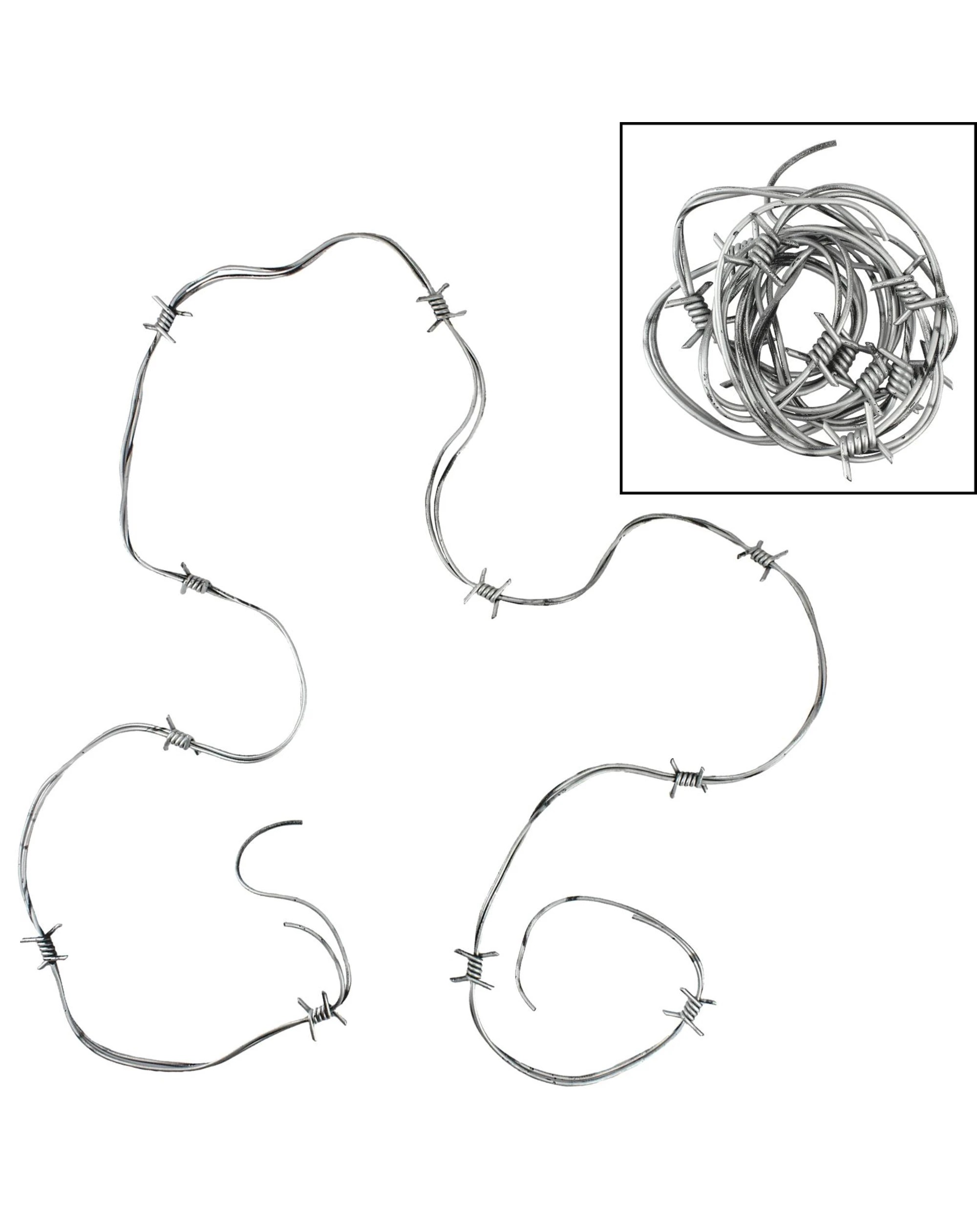 1 JD Party Silver Plastic Barbed Wire Decoration 2.5m - Silver, 1 of 2