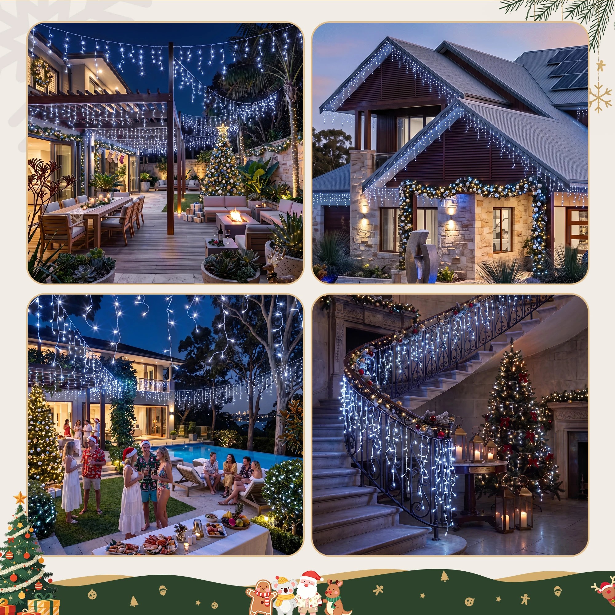 6 Jingle Jollys 32M Christmas Lights Solar Icicle String Lights 960 LED - Blue, 6 of 10