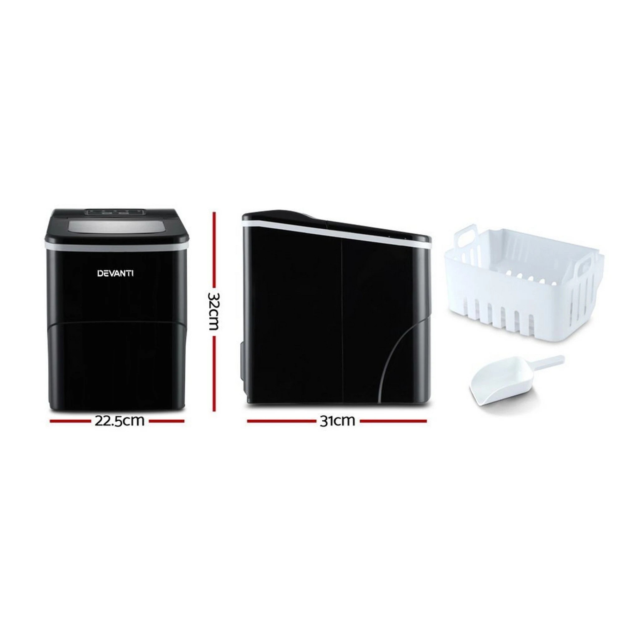 2 Devanti 12kg Ice Maker Machine - Black, 2 of 8