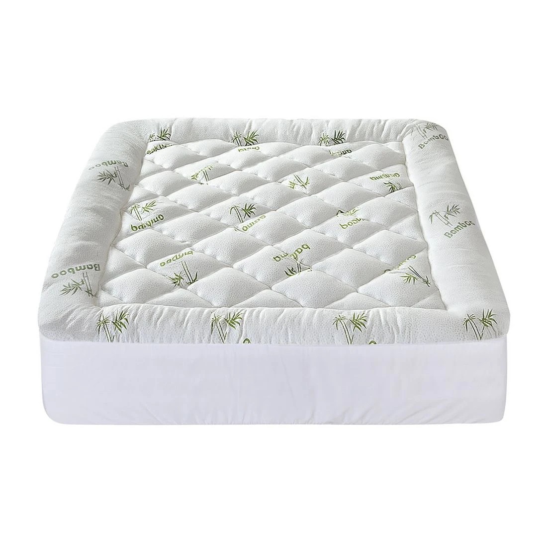 3 Giselle Mattress Topper 5cm Pillowtop toppers Bamboo Queen - White, 3 of 9