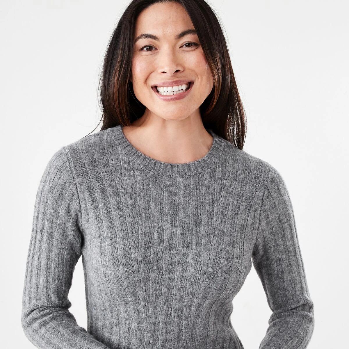 4 Long Sleeve Rib True Knit Skater Mini Dress Grey Marle, 4 of 7