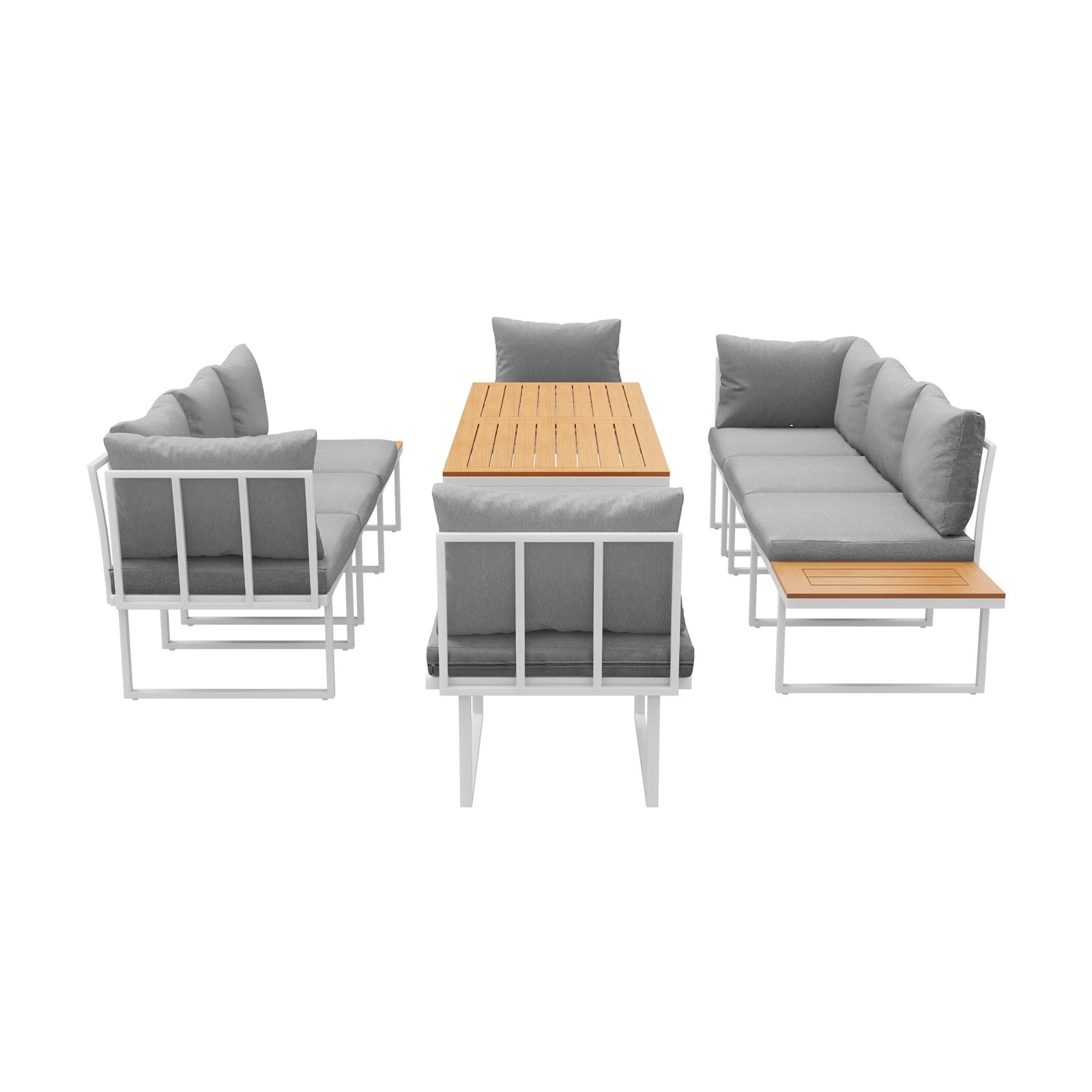 6 Livsip 8 Seater Outdoor Dining Sofa Setting Lounge Side Table Furniture - Multi, 6 of 8