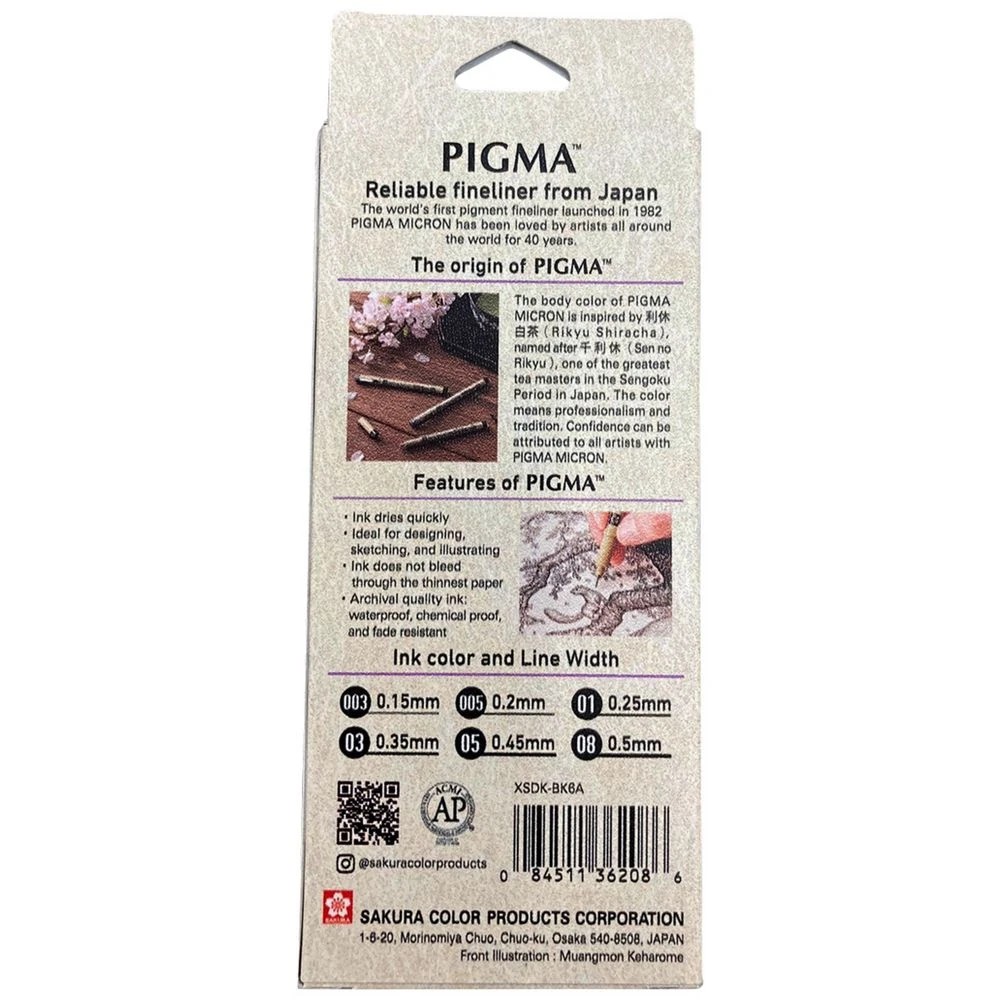 4 Sakura Pigma Micron Fineliners Assorted Sizes Black 6 Pack, 4 of 5