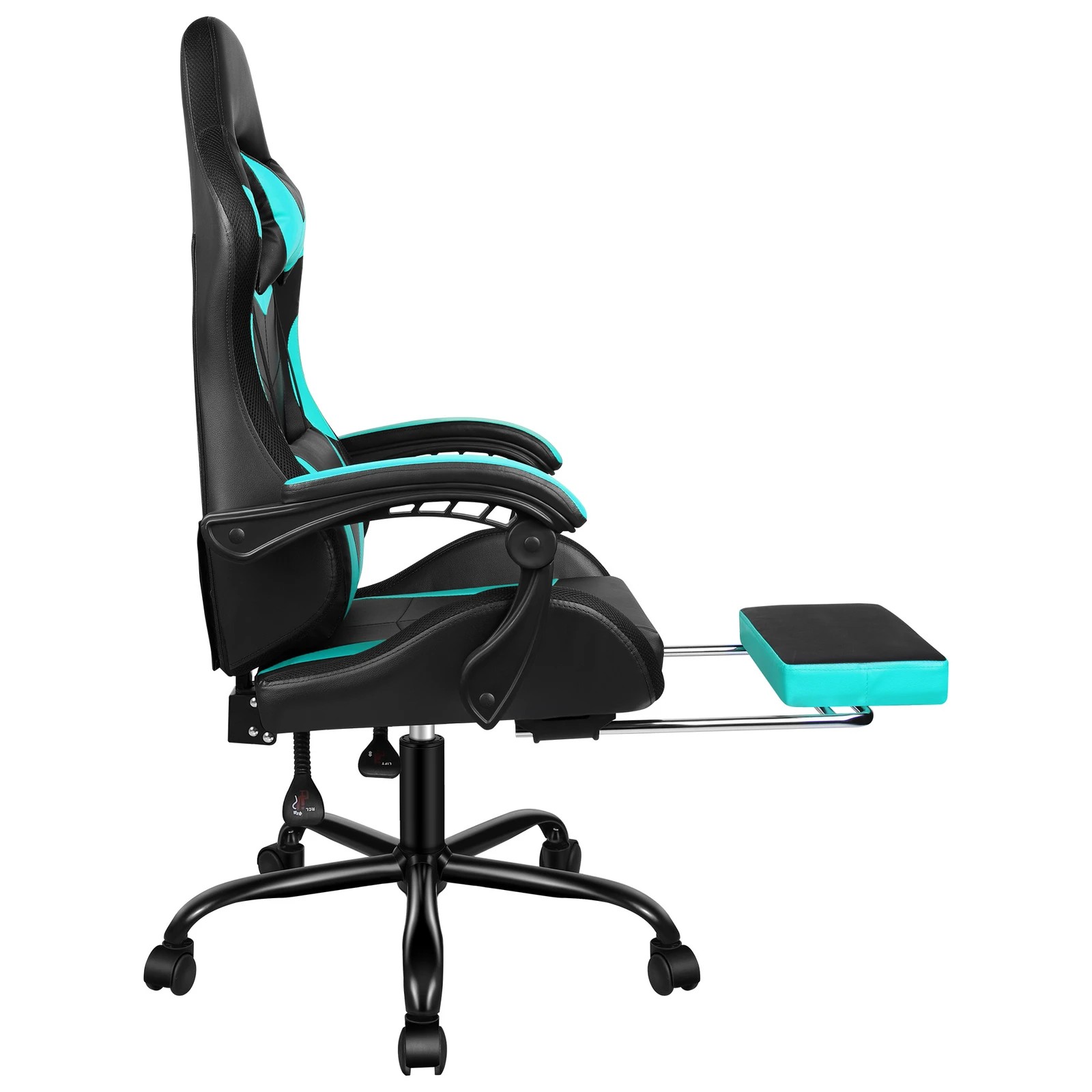 5 Alfordson Gaming Chair Office Massage 12 RGB LED Computer Seat PU Leather - Cyan, 5 of 10