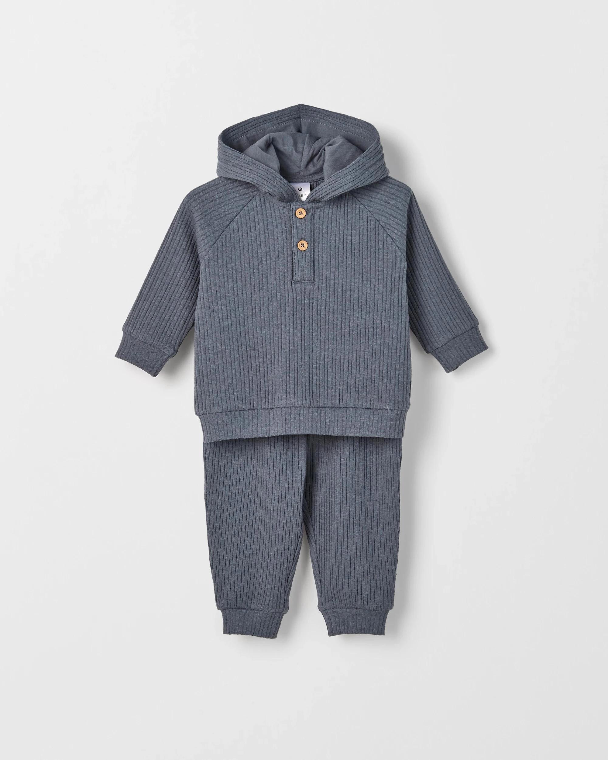 3 Target Baby Baby Ribbed Hoodie and Pants Set CHARCOAL, 3 of 5