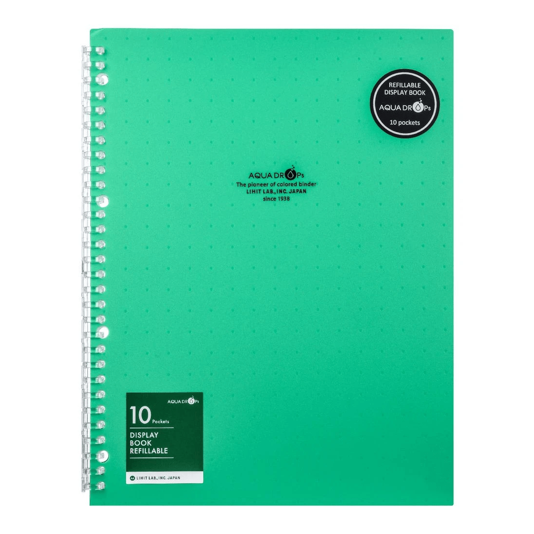 2 Aqua Drops Refillable Display Book A4 10 Pockets Vivid Green, 2 of 4