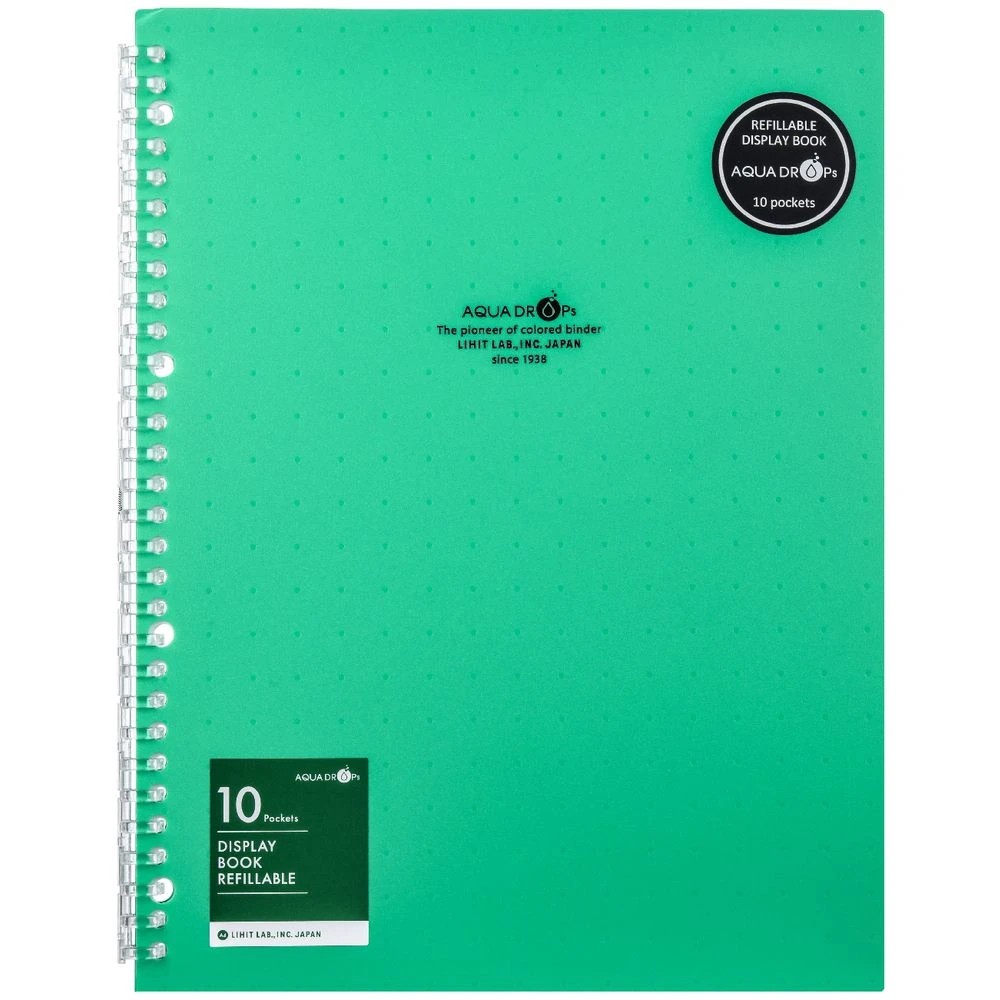 2 Aqua Drops Refillable Display Book A4 10 Pockets Vivid Green, 2 of 4
