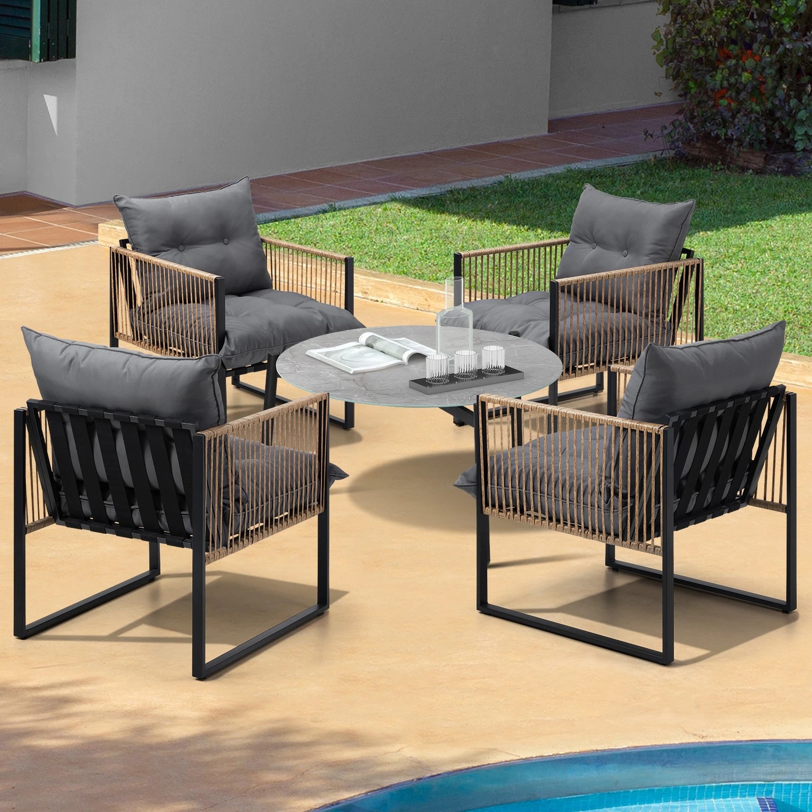 10 Livsip Outdoor Patio Set Furniture 70cm Coffee Table Rattan Chairs 5pcs
 - Multi, 10 of 10
