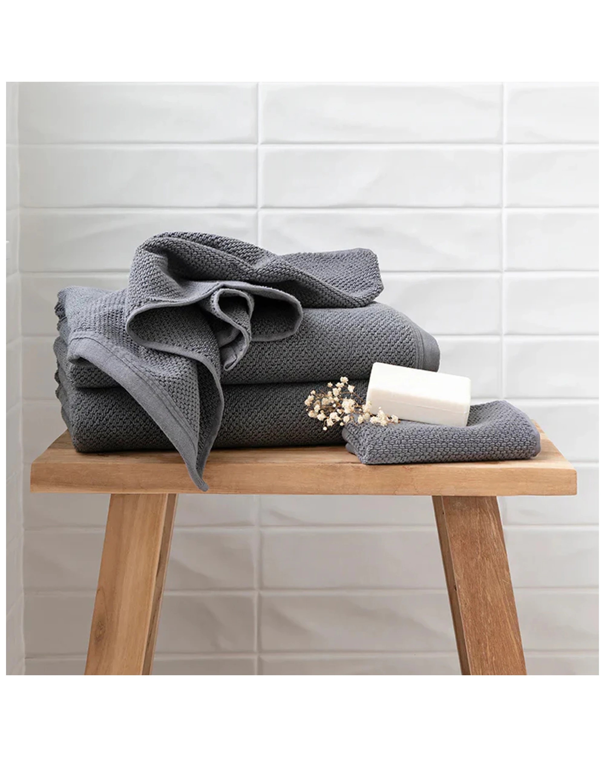 3 Bambury 4pk Angove Hand Towel 40x70cm Cotton Woven Hand Towels
 - Grey, 3 of 3