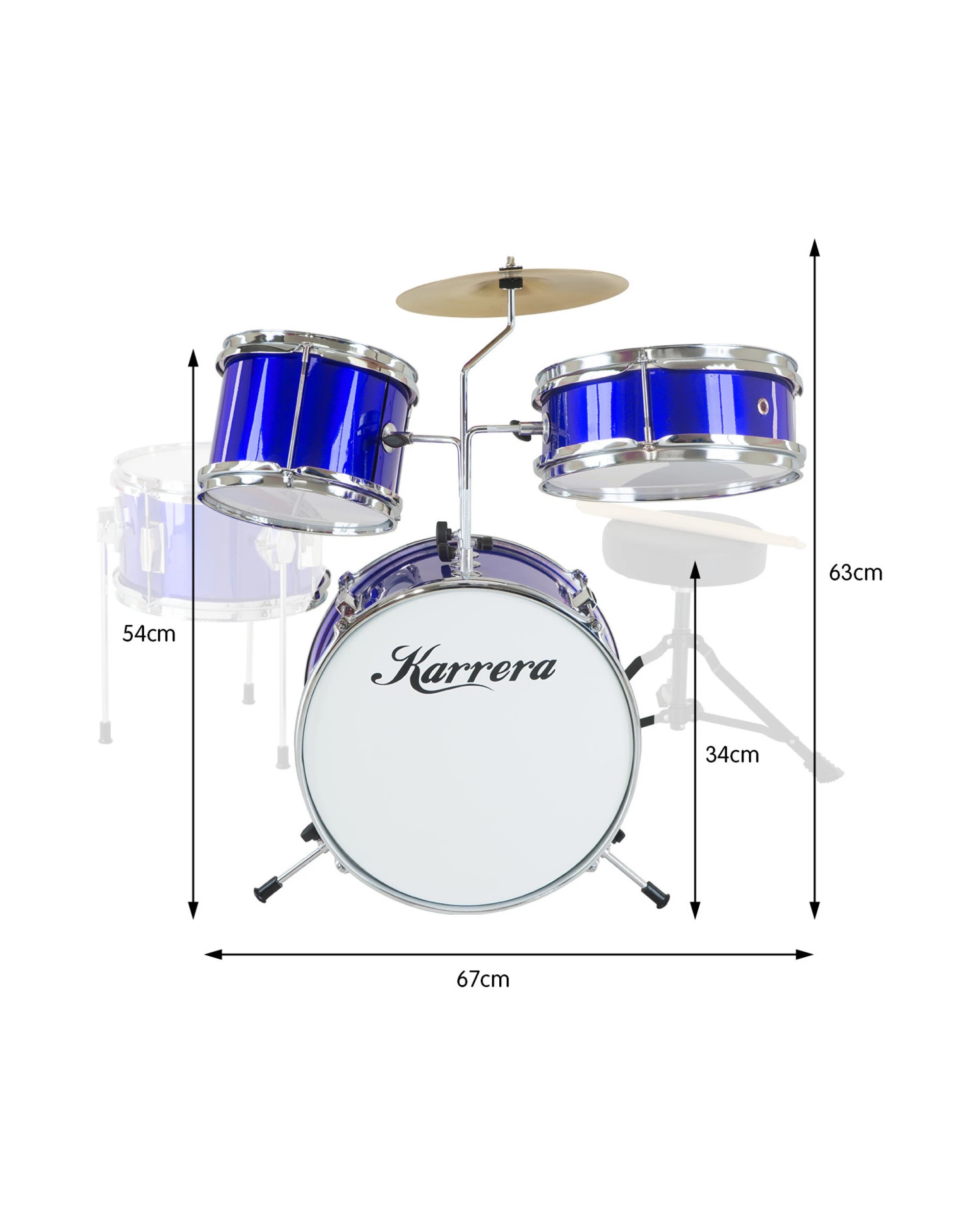 2 Karrera Kids 4pc Drum Set Kit in Blue - Blue, 2 of 7