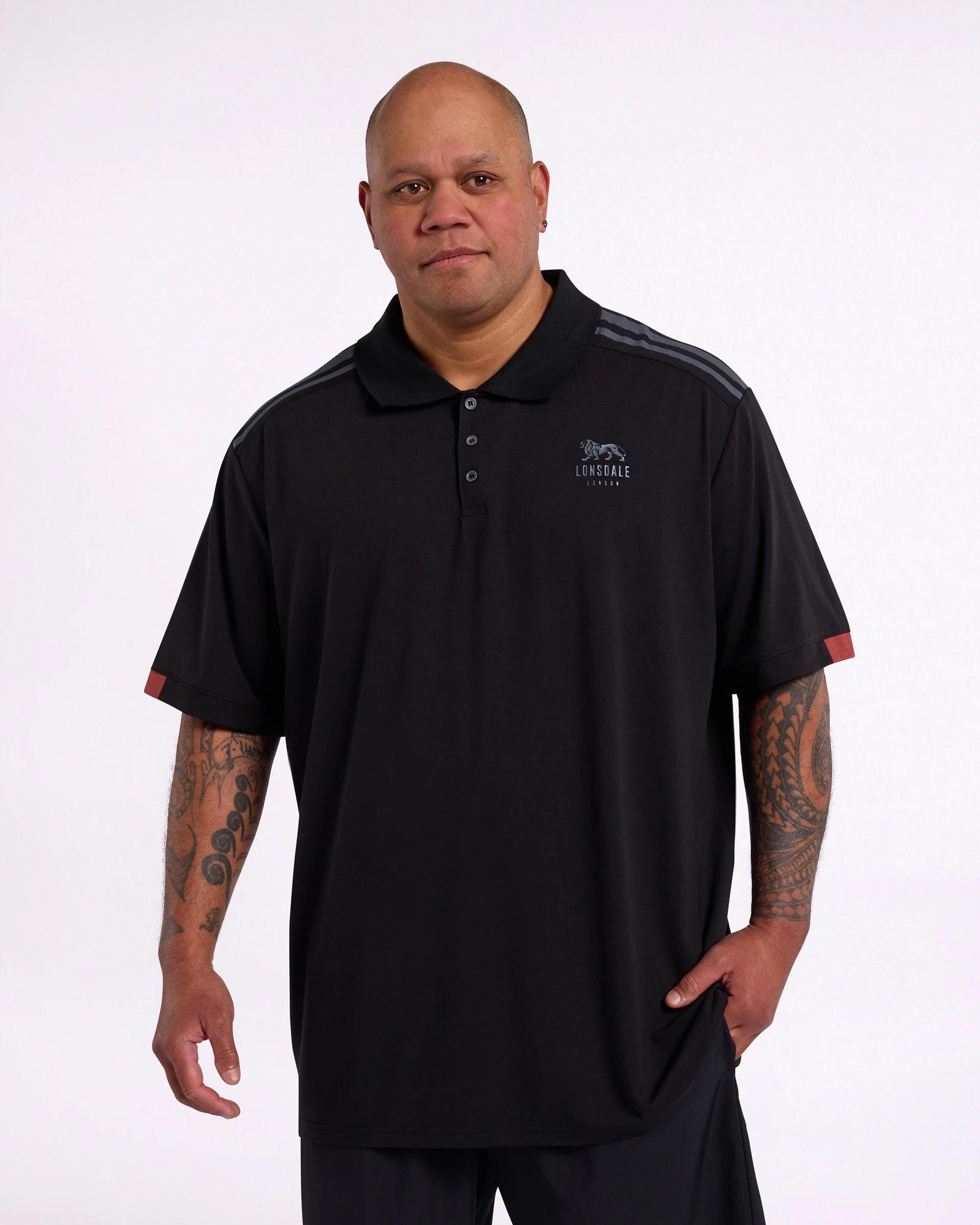 1 Lonsdale London Plus Size Active Polo Top - Lonsdale BLACK, 1 of 5