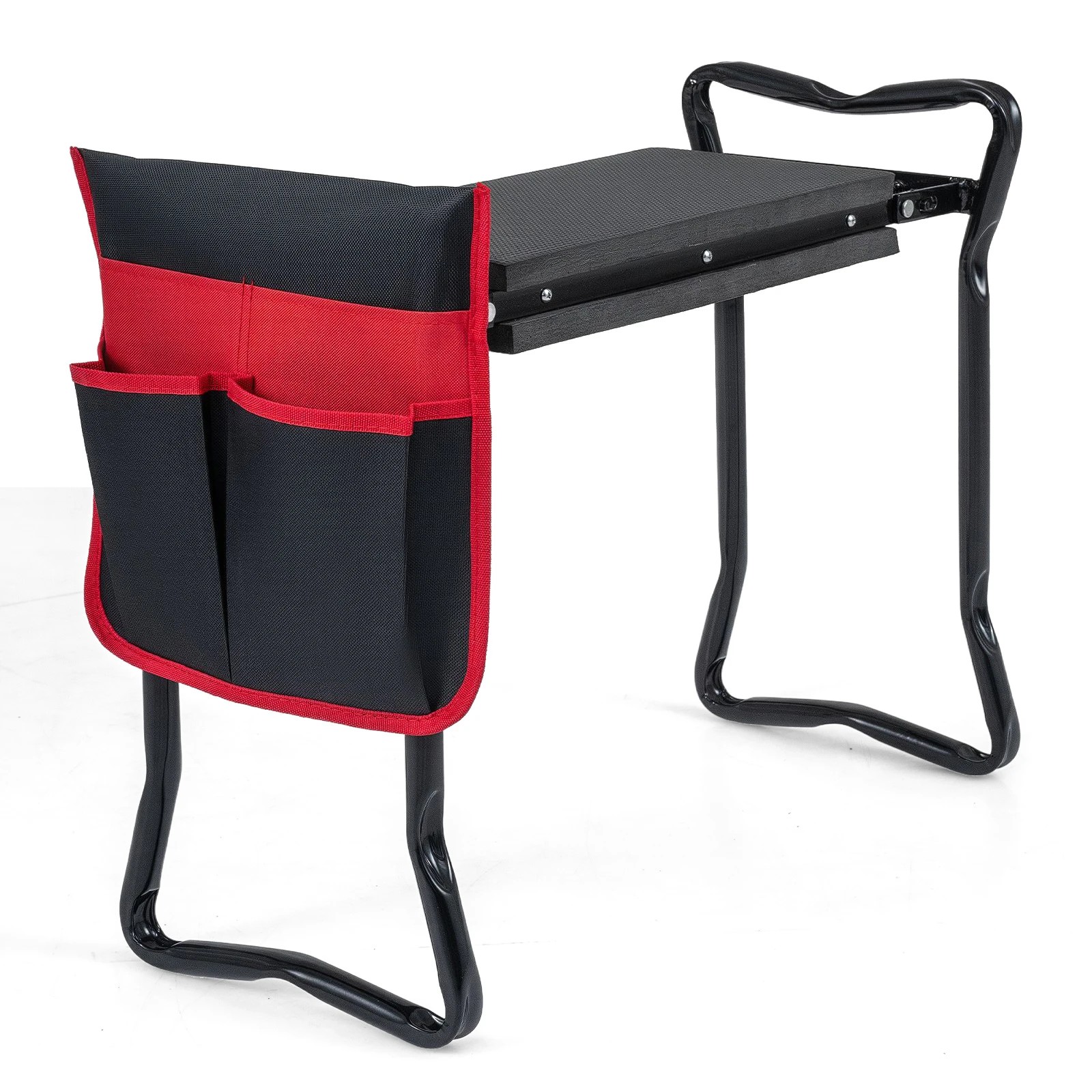 1 Costway 2in1 Foldable Garden Kneeler Portable Garden Stool w/ Tool Pouch Work Bench - Red, 1 of 1