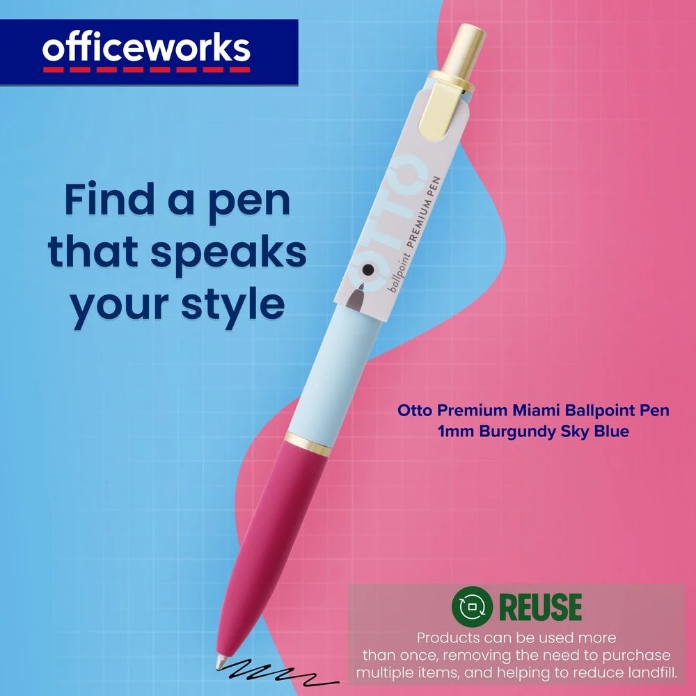 7 Otto Premium Miami Ballpoint Pen 1mm Burgundy Sky Blue, 7 of 7