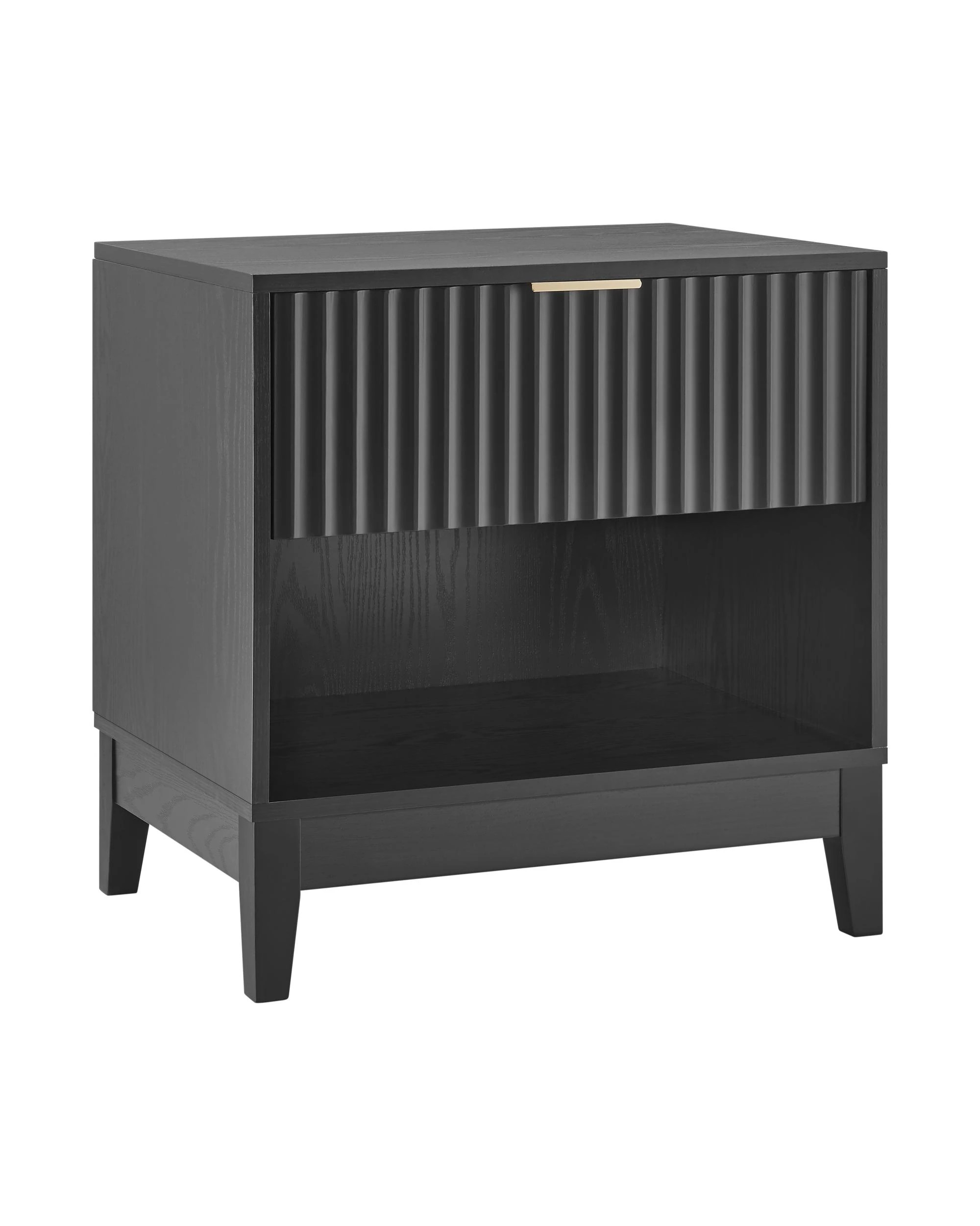 1 Kodu Bedside Unit Nightstand Side Table 1 Drawer Black - Black, 1 of 9