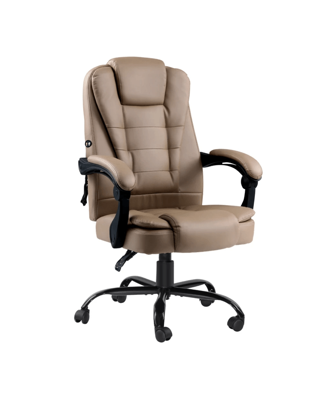 Artiss Massage Office Chair Executive Computer Gaming Chairs Brown PU Leather - B
